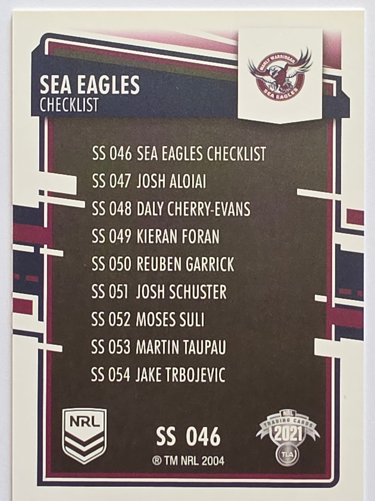 NRL 2021 Elite Pearl Special #046 Sea Eagles Checklist Manly Warringah Sea Eagles