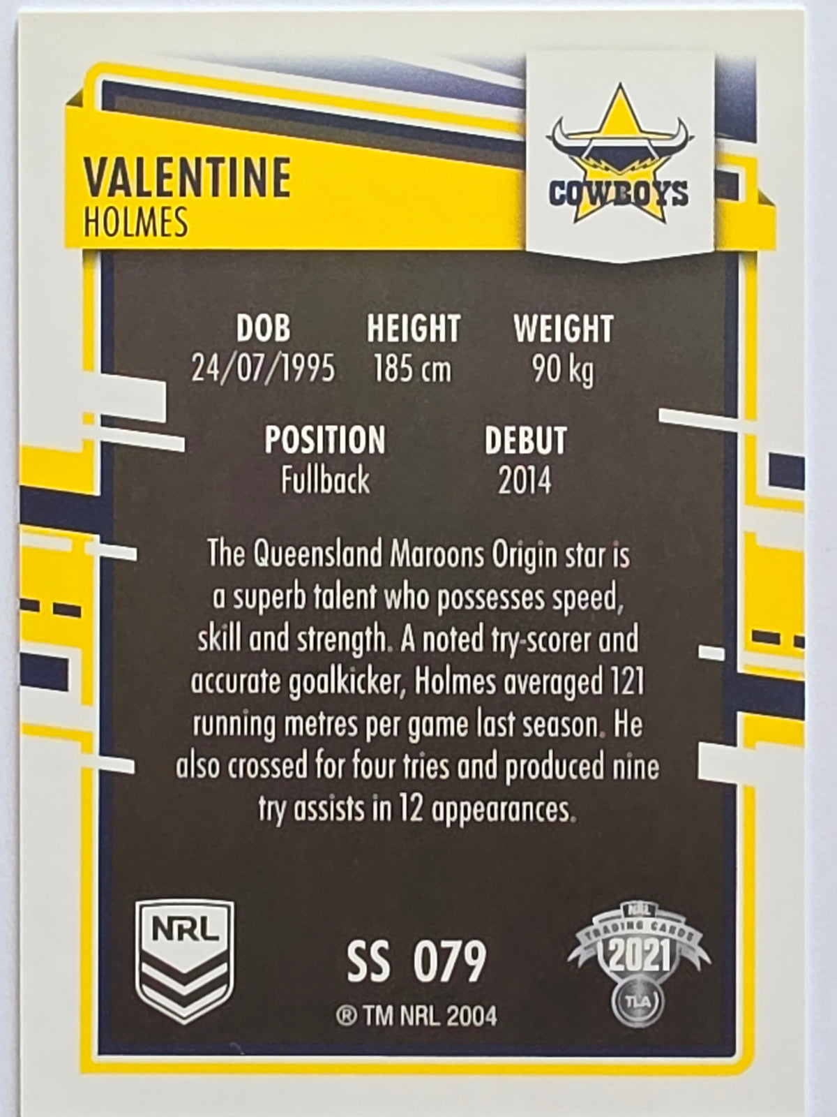 NRL 2021 Elite Pearl Special #079 Valentine Holmes North Queensland Cowboys