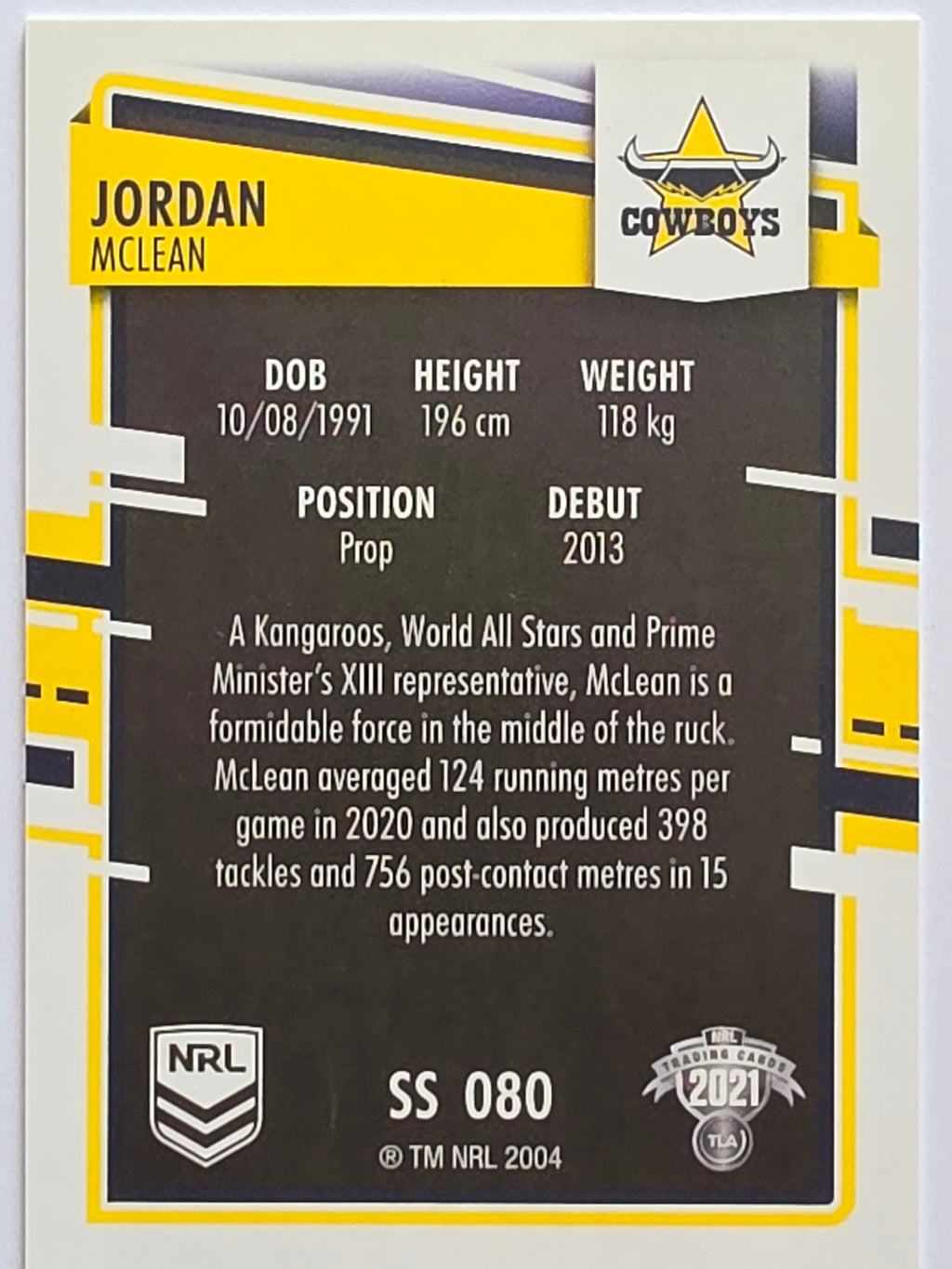 NRL 2021 Elite Pearl Special #080 Jordan McLean North Queensland Cowboys