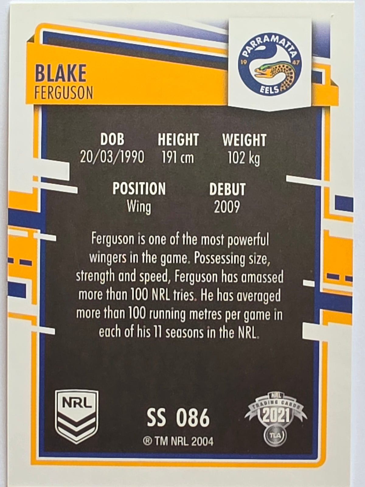 NRL 2021 Elite Pearl Special #086 Blake Ferguson Parramatta Eels