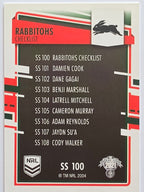 NRL 2021 Elite Pearl Special #100 Rabbitohs Checklist South Sydney Rabbitohs