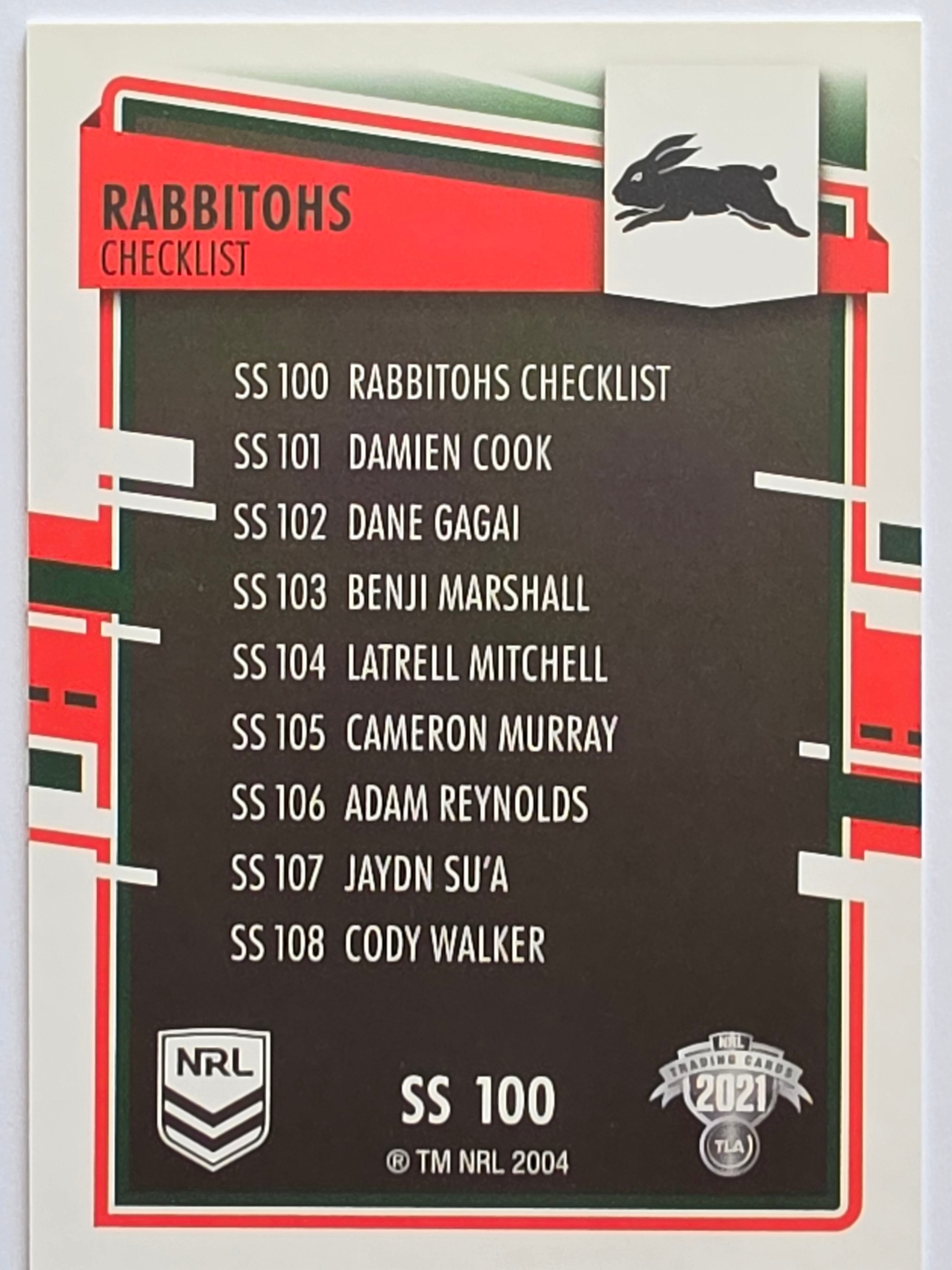 NRL 2021 Elite Pearl Special #100 Rabbitohs Checklist South Sydney Rabbitohs