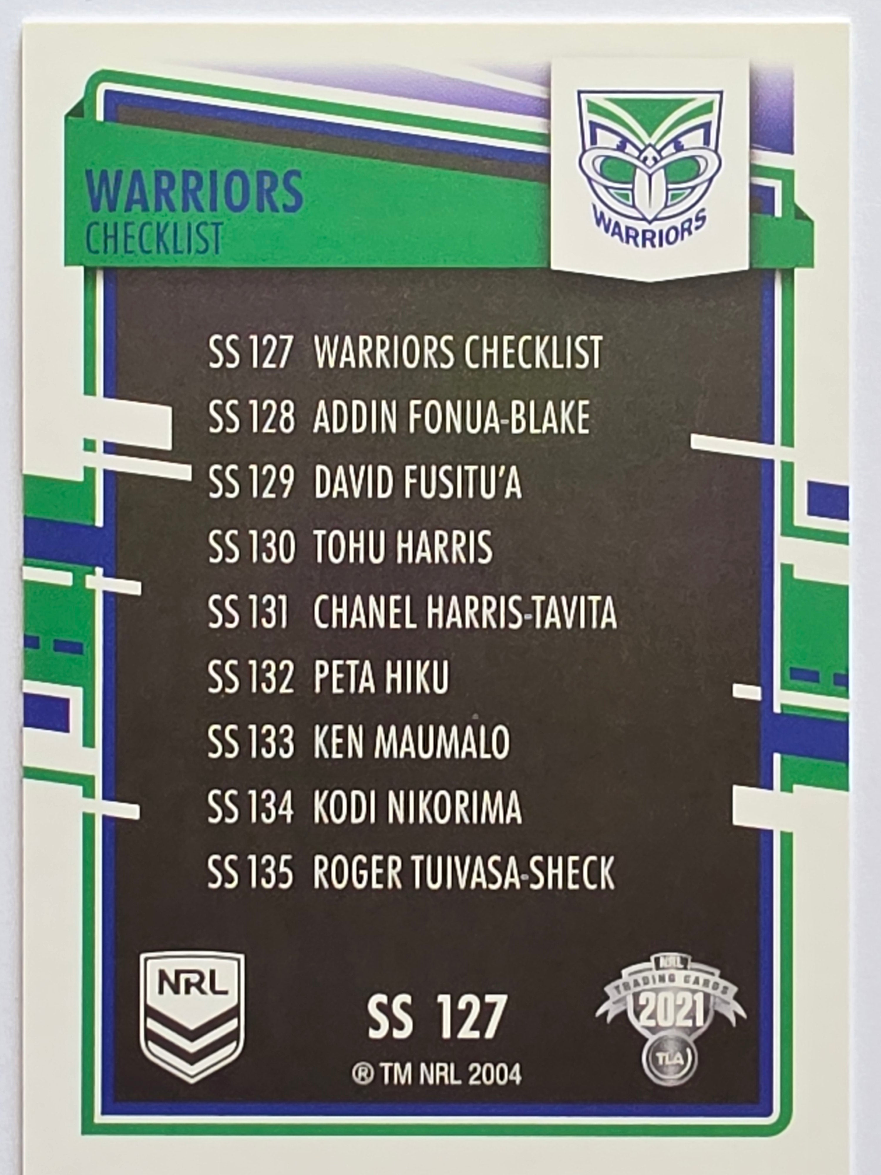 NRL 2021 Elite Pearl Special #127 Warriors Checklist New Zealand Warriors