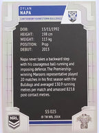 NRL 2020 Elite Silver Parallel #025 Dylan Napa Canterbury Bankstown Bulldogs