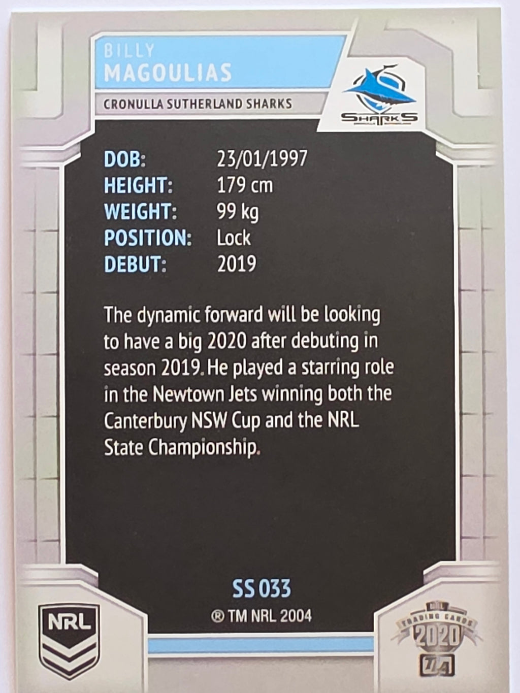 NRL 2020 Elite Silver Parallel #033 Billy Magoulias Cronulla Sutherland Sharks