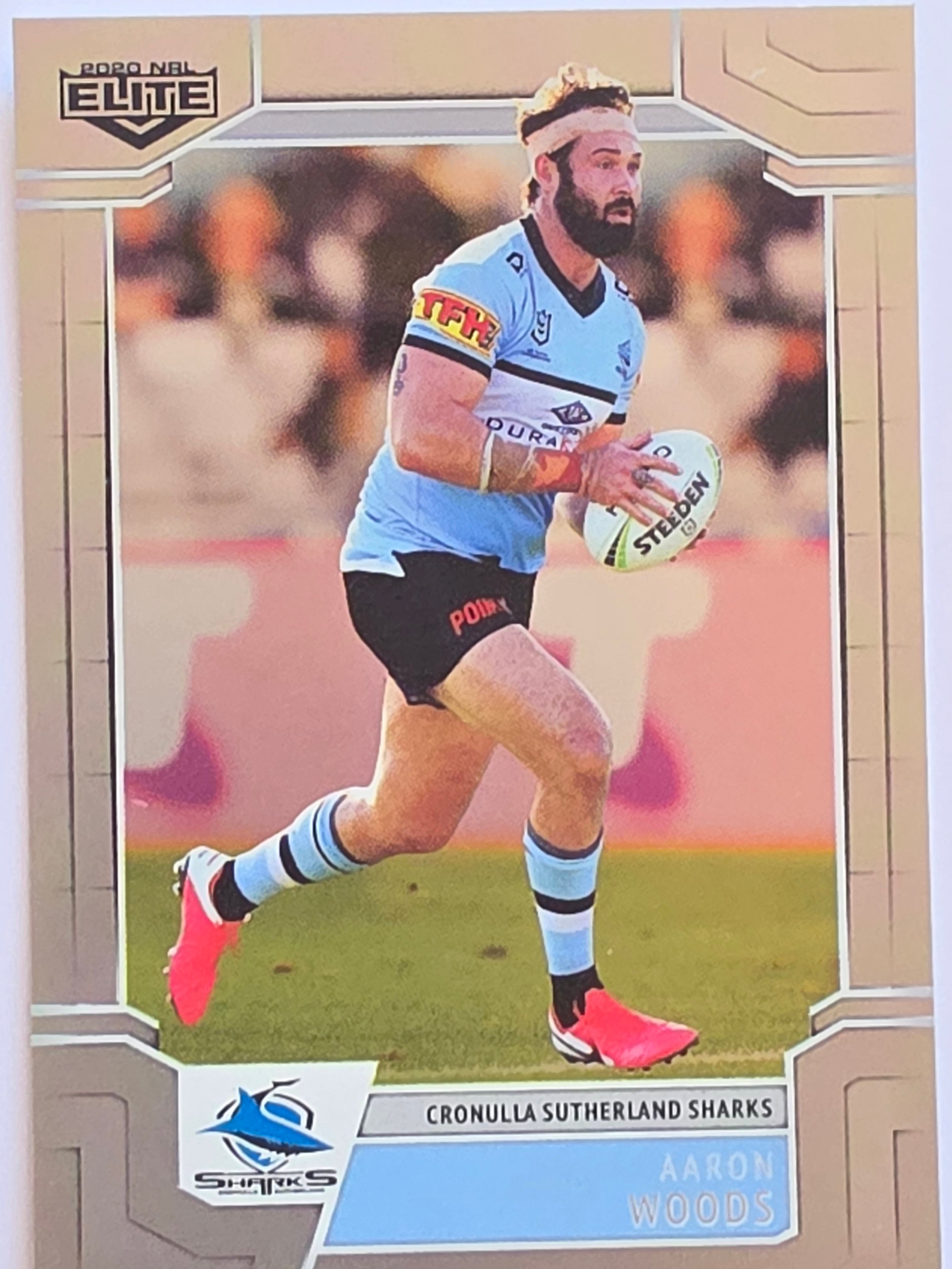NRL 2020 Elite Silver Parallel #036 Aaron Woods Cronulla Sutherland Sharks