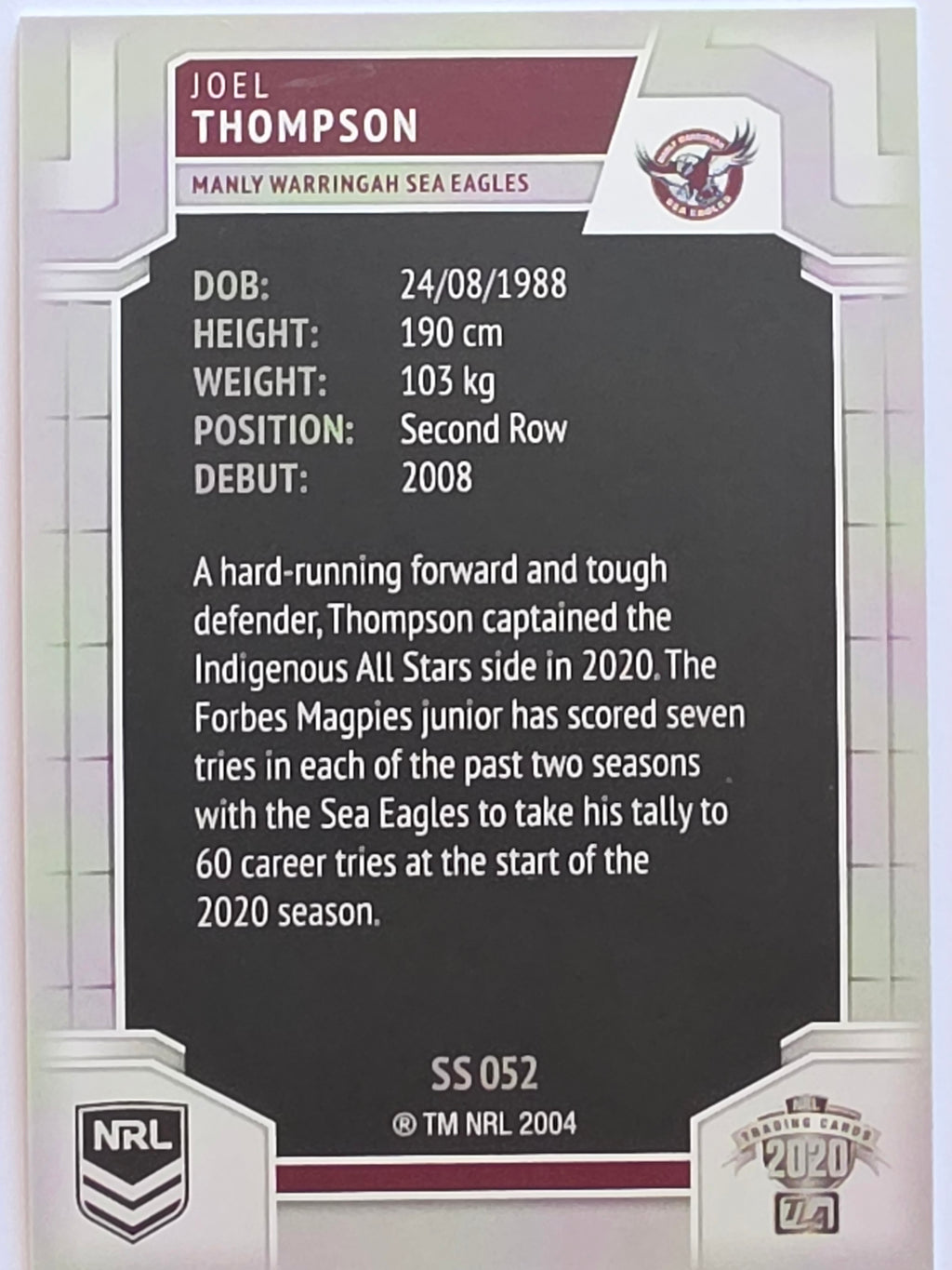 NRL 2020 Elite Silver Parallel #053 Joel Thompson Manly Warringah Sea Eagles