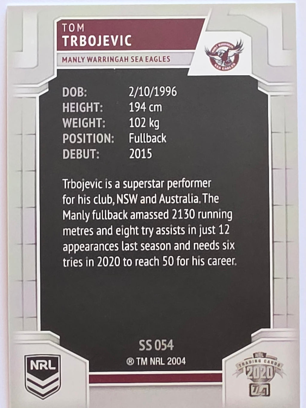 NRL 2020 Elite Silver Parallel #054 Tom Trbojevic Manly Warringah Sea Eagles