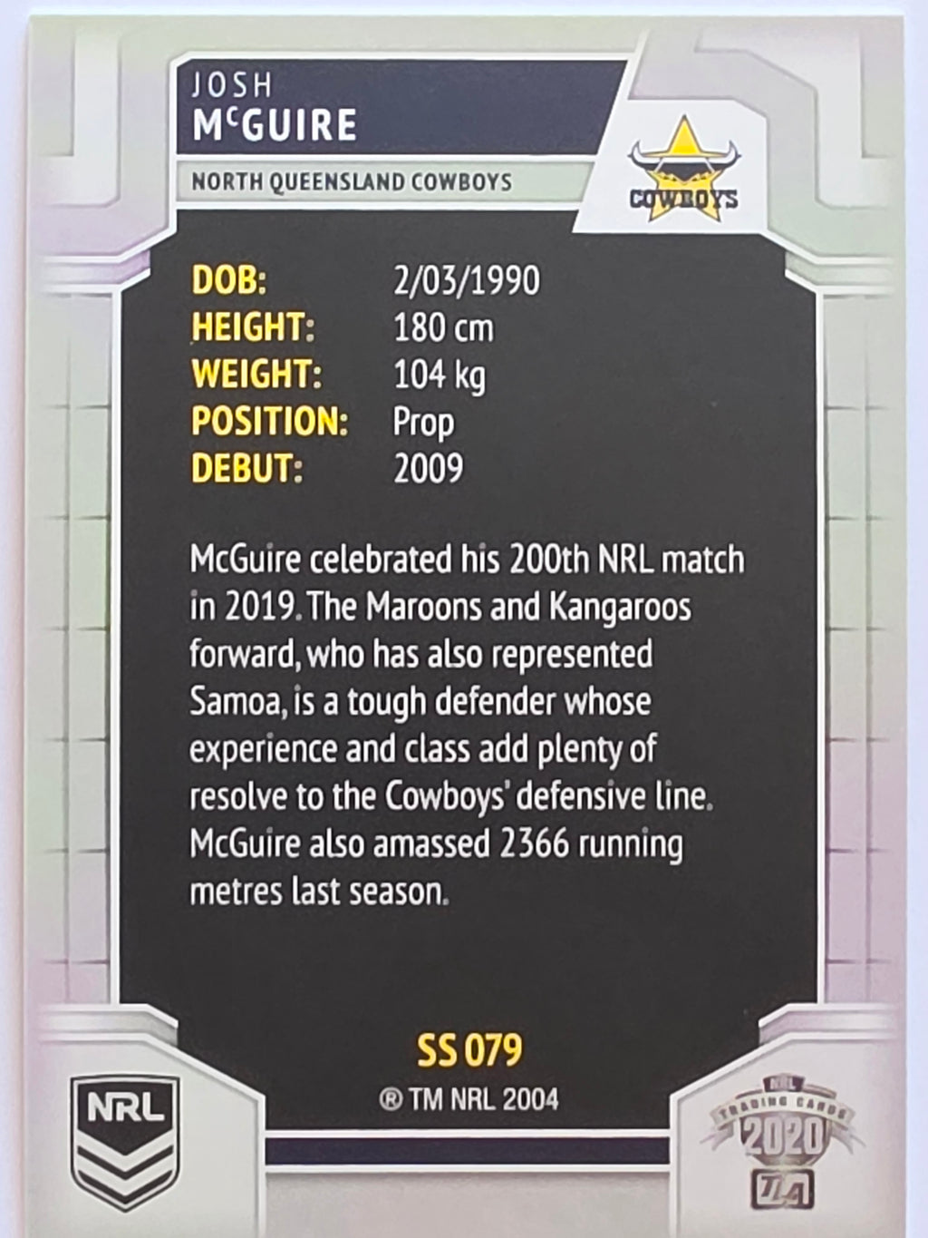 NRL 2020 Elite Silver Parallel #079 Josh McGuire North Queensland Cowboys