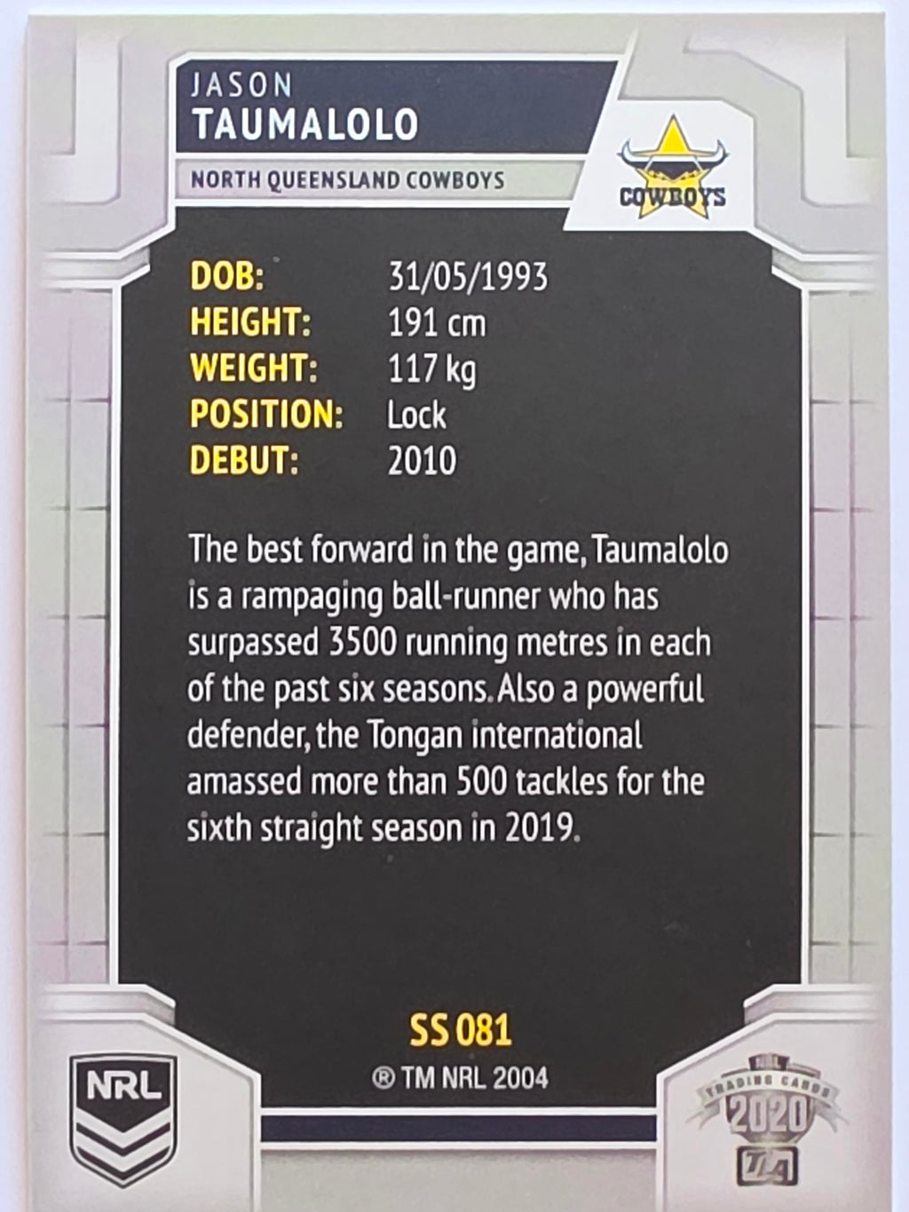 NRL 2020 Elite Silver Parallel #081 Jason Taumalolo North Queensland Cowboys