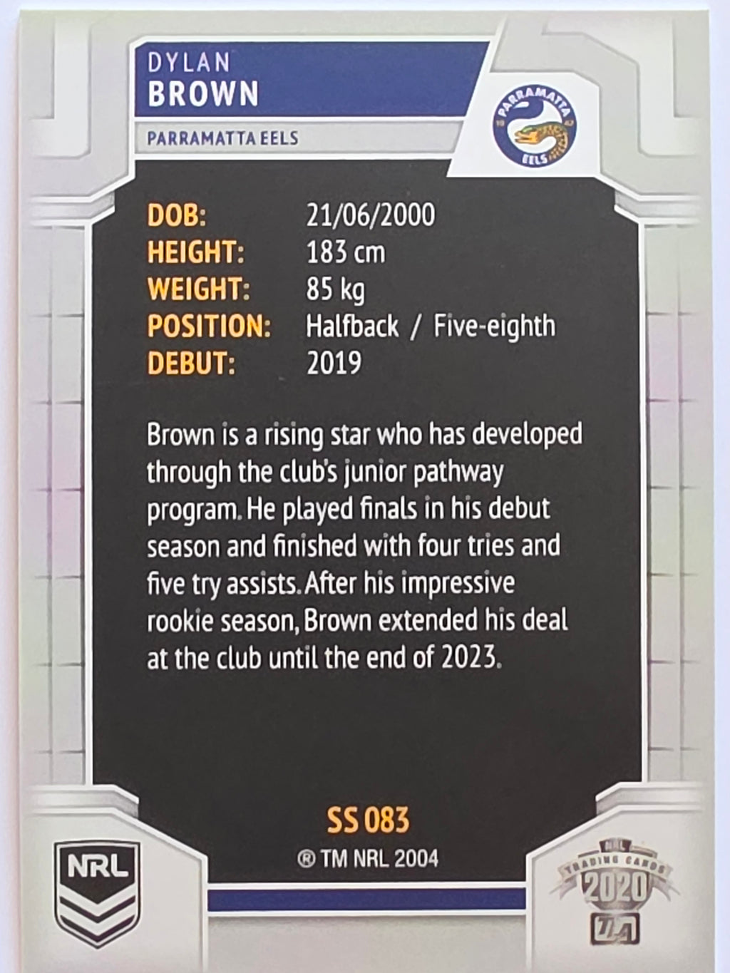 NRL 2020 Elite Silver Parallel #083 Dylan Brown Parramatta Eels