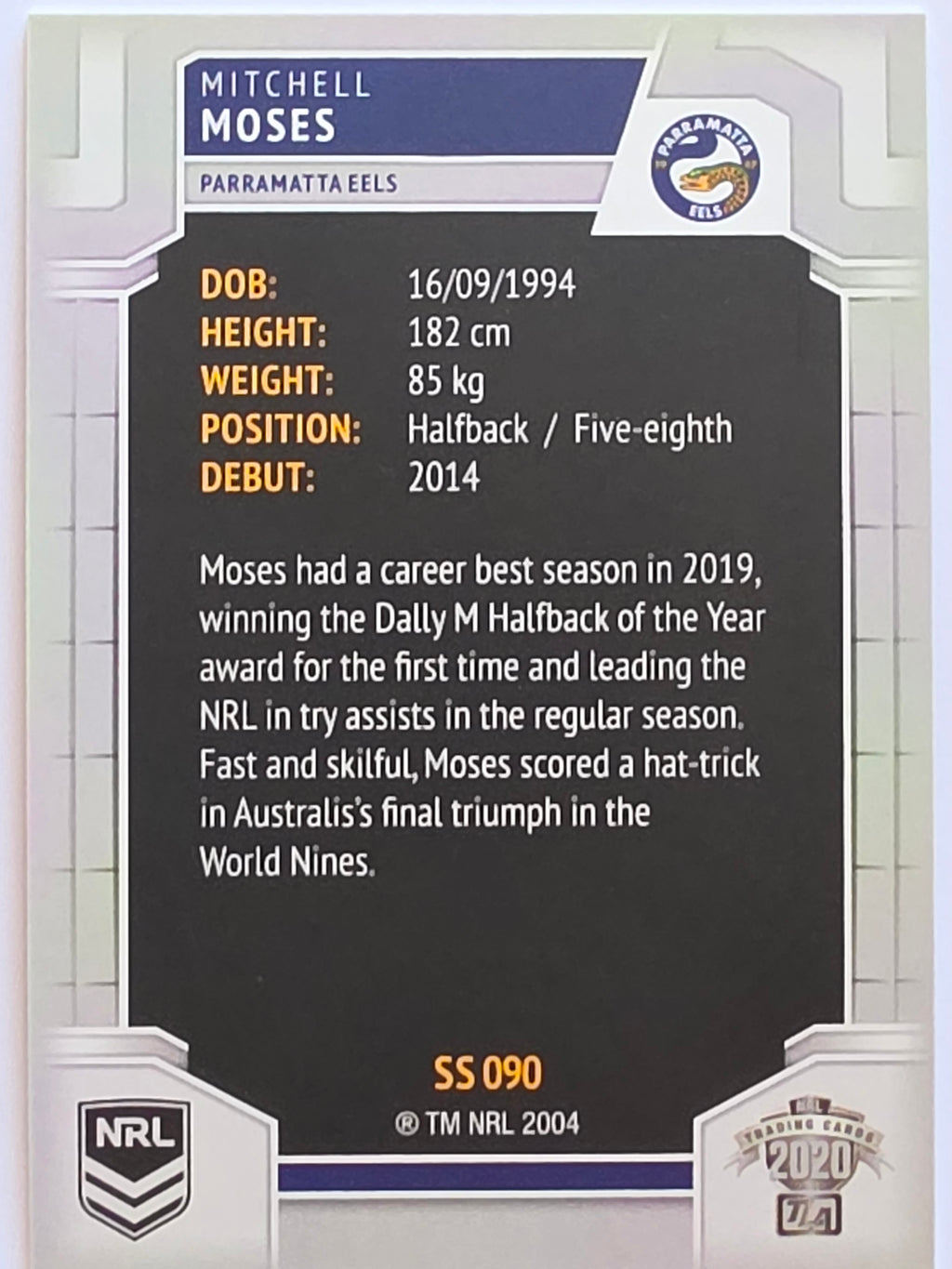 NRL 2020 Elite Silver Parallel #090 Mitchell Moses Parramatta Eels