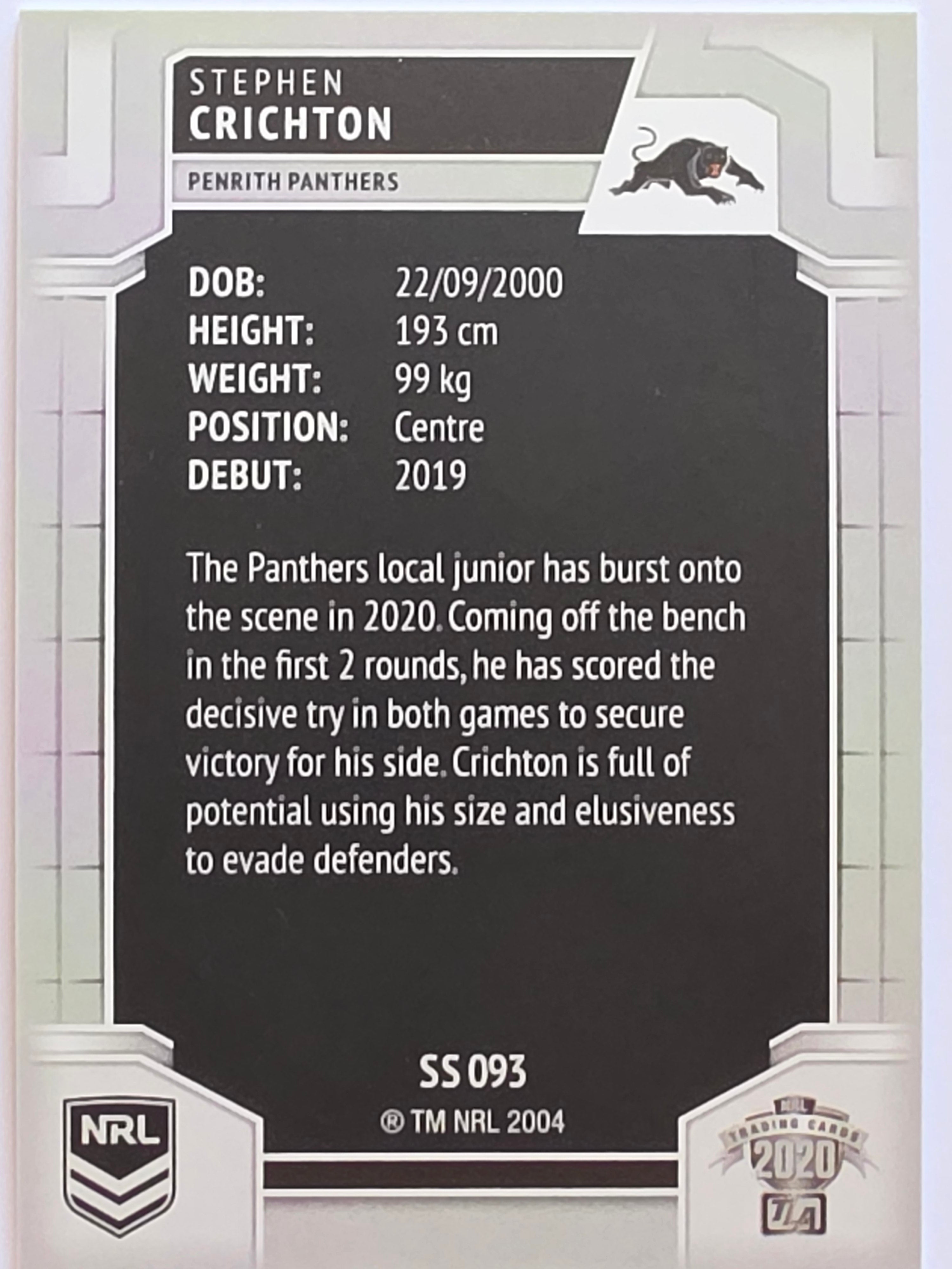 NRL 2020 Elite Silver Parallel #093 Stephen Crichton Penrith Panthers