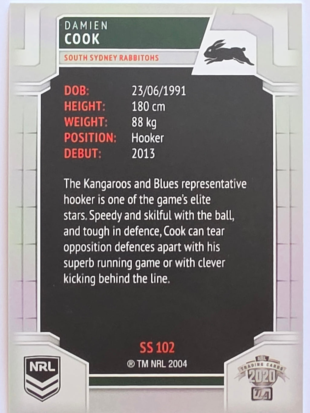 NRL 2020 Elite Silver Parallel #102 Damien Cook South Sydney Rabbitohs