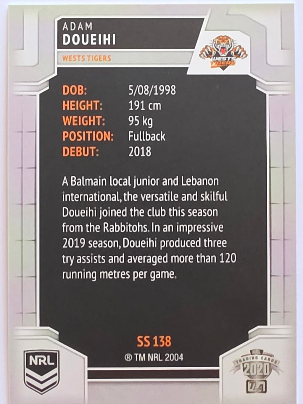 NRL 2020 Elite Silver Parallel #138 Adam Doueihi Wests Tigers
