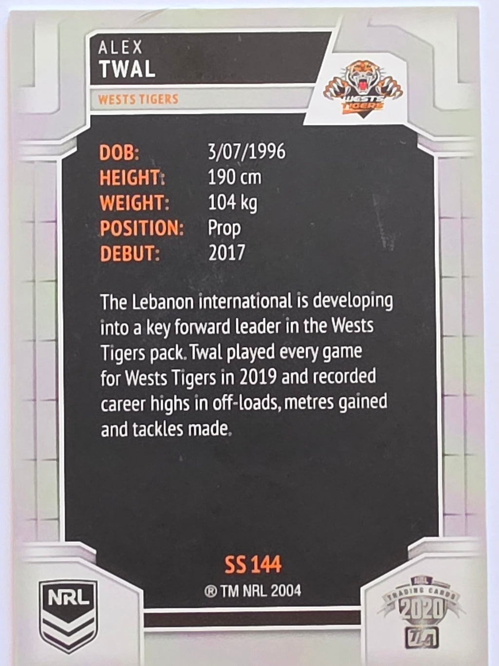 NRL 2020 Elite Silver Parallel #144 Alex Twal Wests Tigers