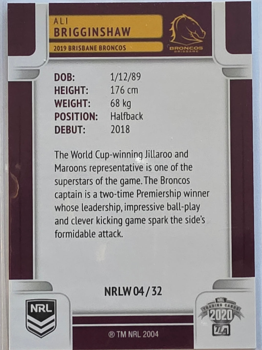 NRL 2020 Elite |NRLW | #NRLW04 | Ali Brigginshaw | Brisbane Broncos
