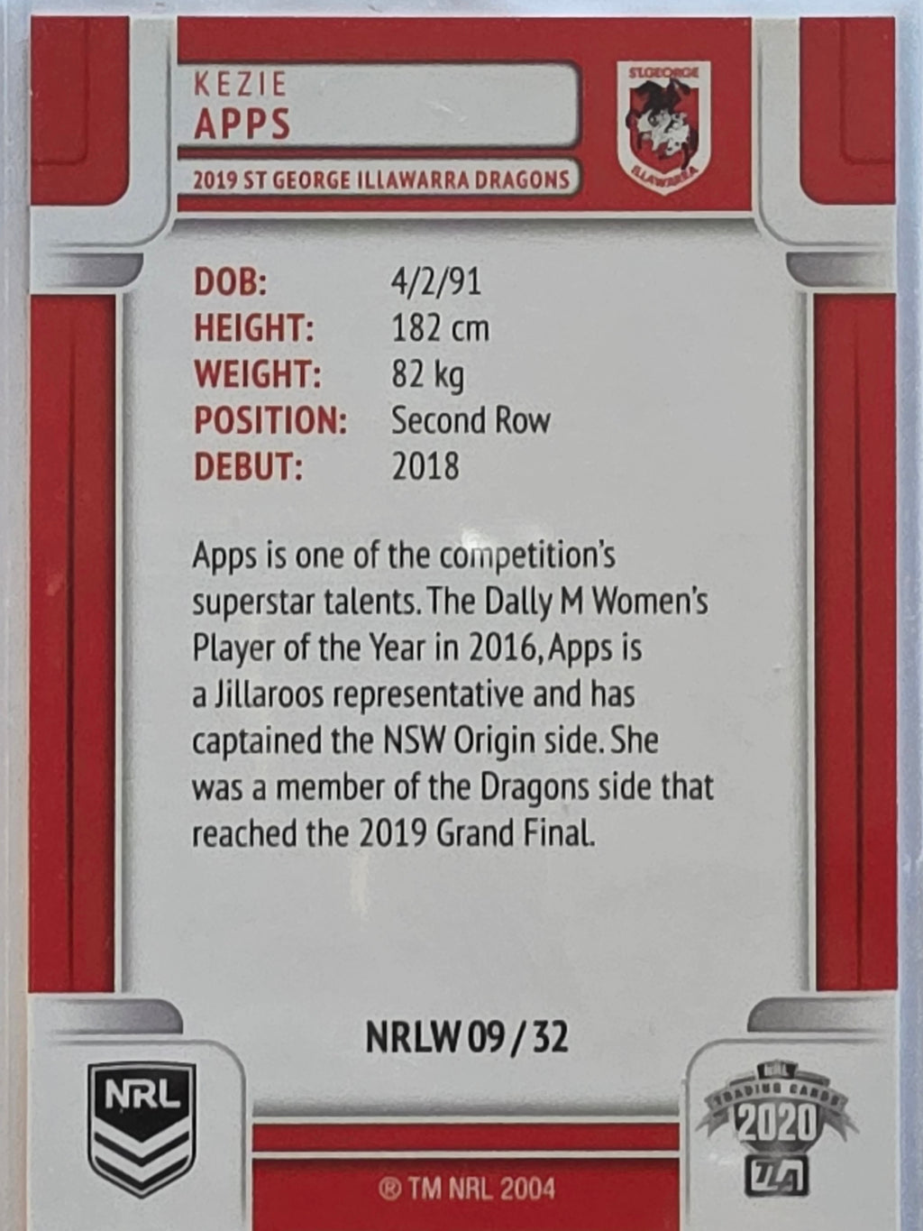NRL 2020 Elite |NRLW | #NRLW09 | Kezie Apps | St George Dragons