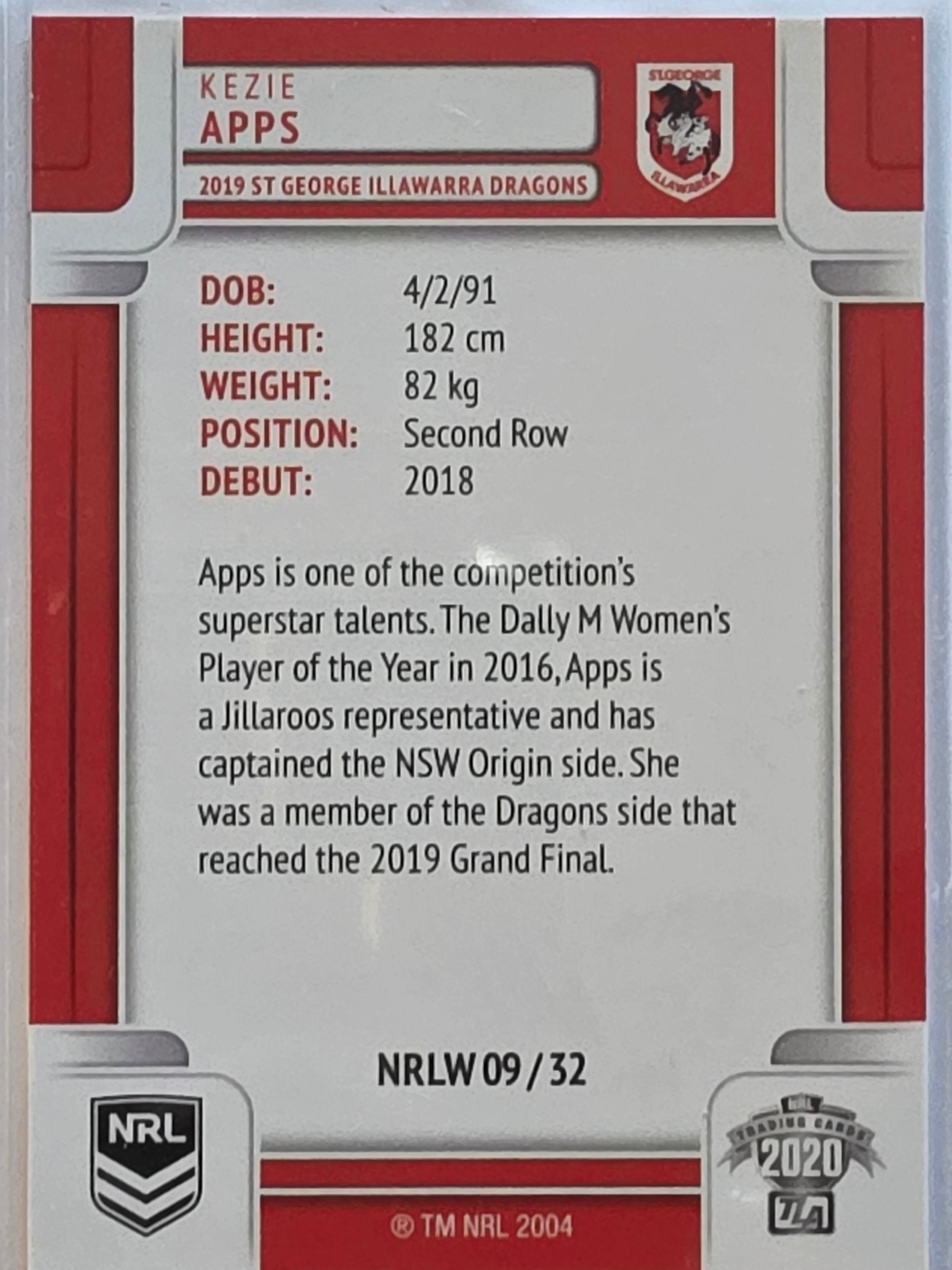 NRL 2020 Elite |NRLW | #NRLW09 | Kezie Apps | St George Dragons