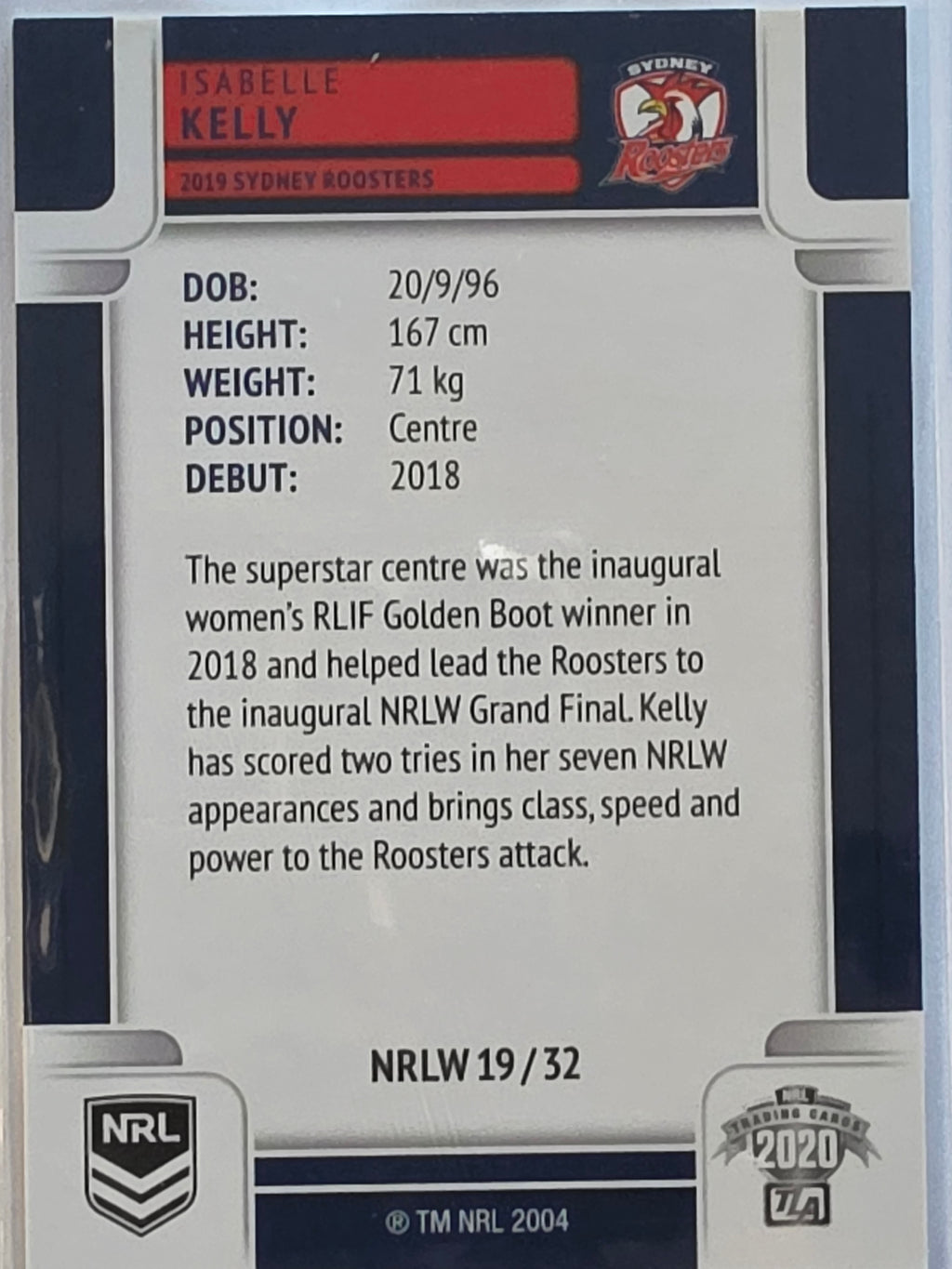 NRL 2020 Elite |NRLW | #NRLW19 | Isabelle Kelly | Sydney Roosters