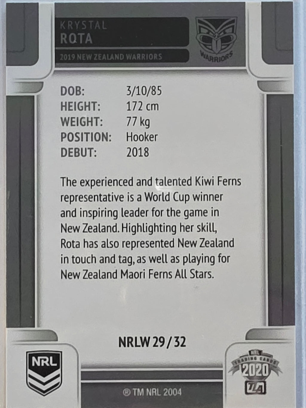 NRL 2020 Elite | NRLW | #NRLW29 | Krystal Rota | New Zealand Warriors
