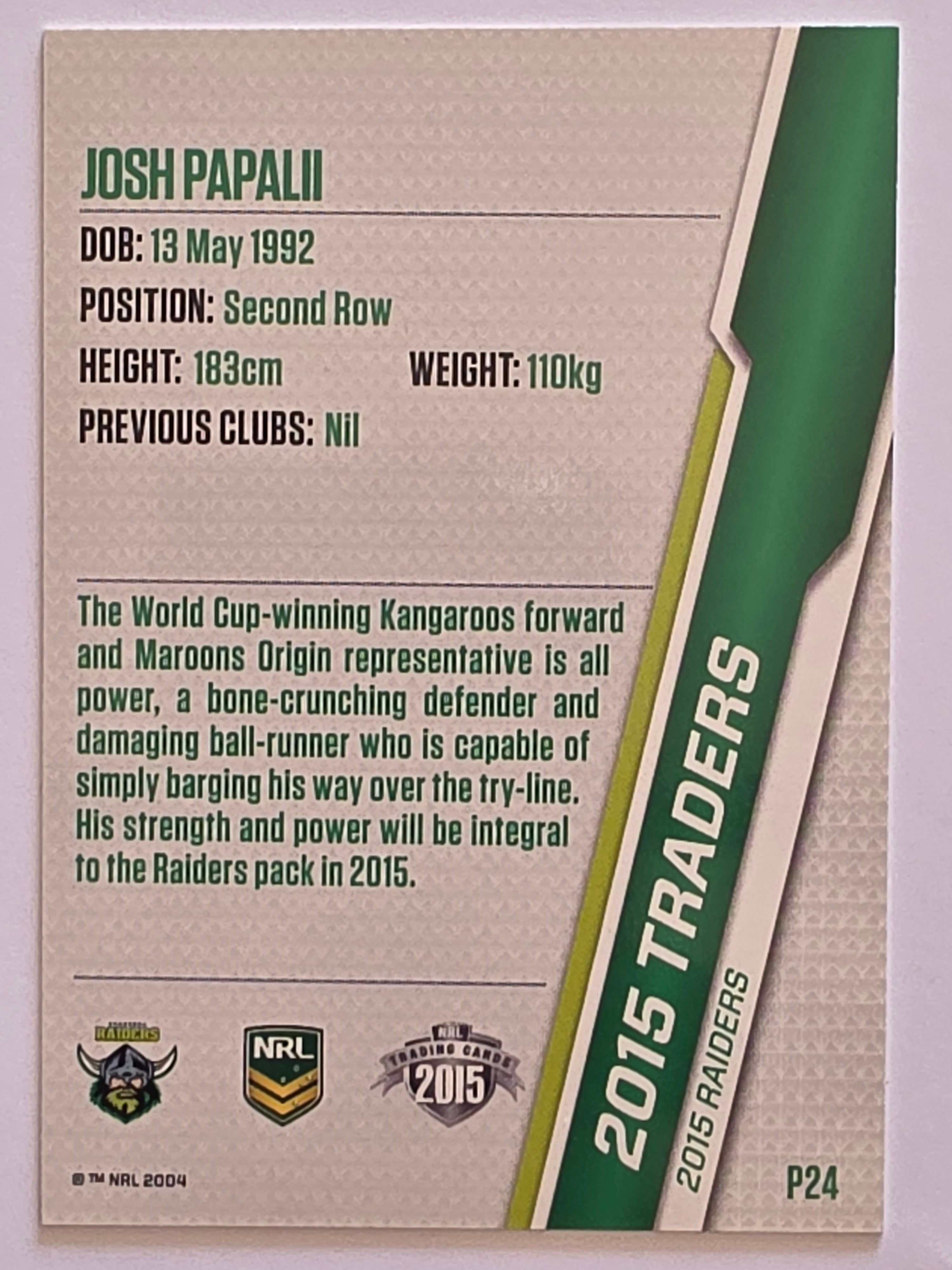 NRL 2015 Traders | Silver Parallel #P24 Josh Papalii Canberra Raiders