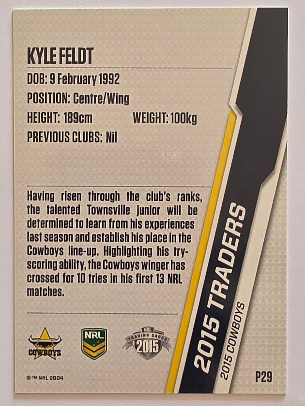 NRL 2015 Traders | Silver Parallel #P29 Kyle Feldt North Queensland Cowboys
