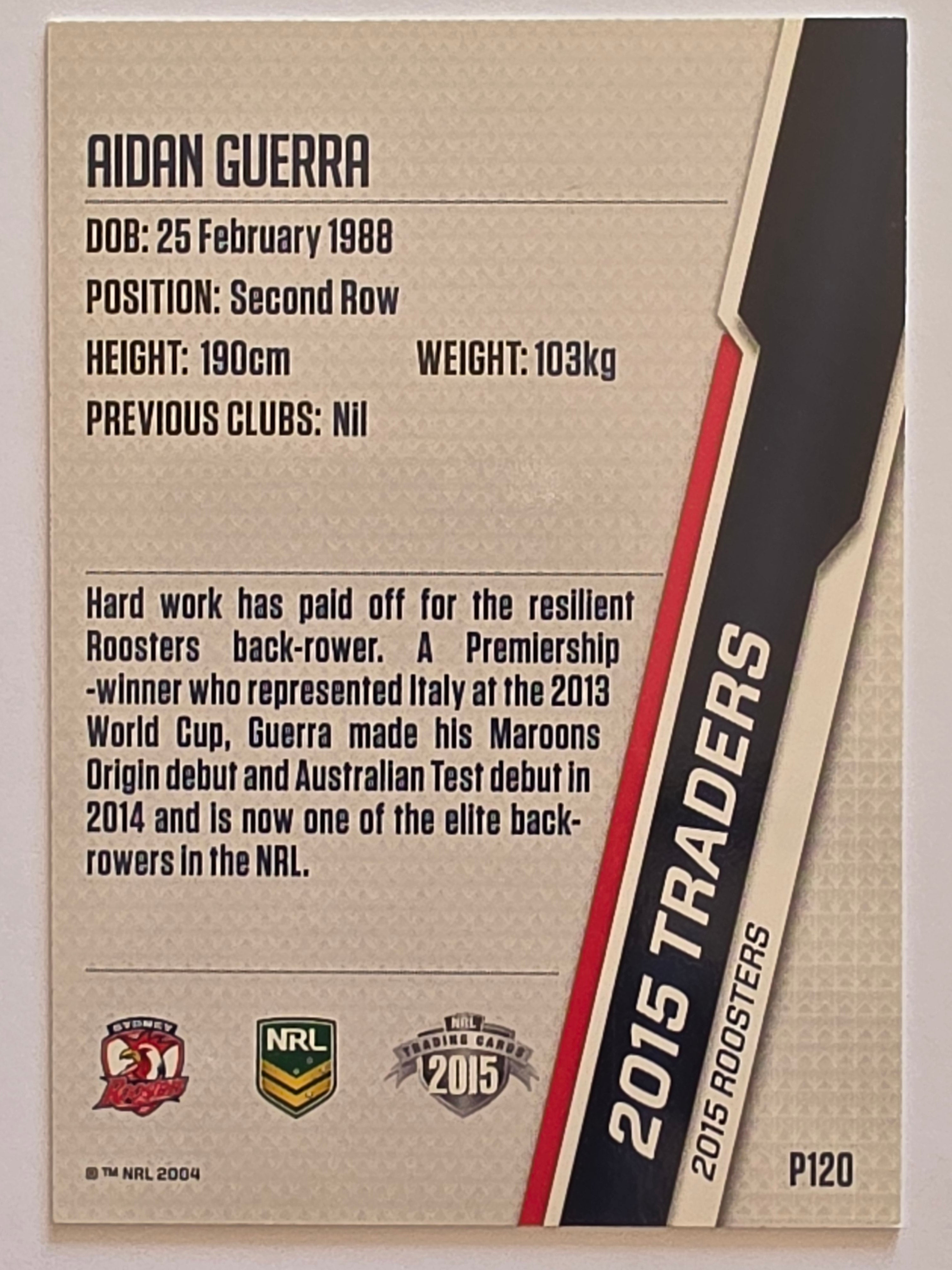 NRL 2015 Traders | Silver Parallel #P120 Aidan Guerra Sydney Roosters