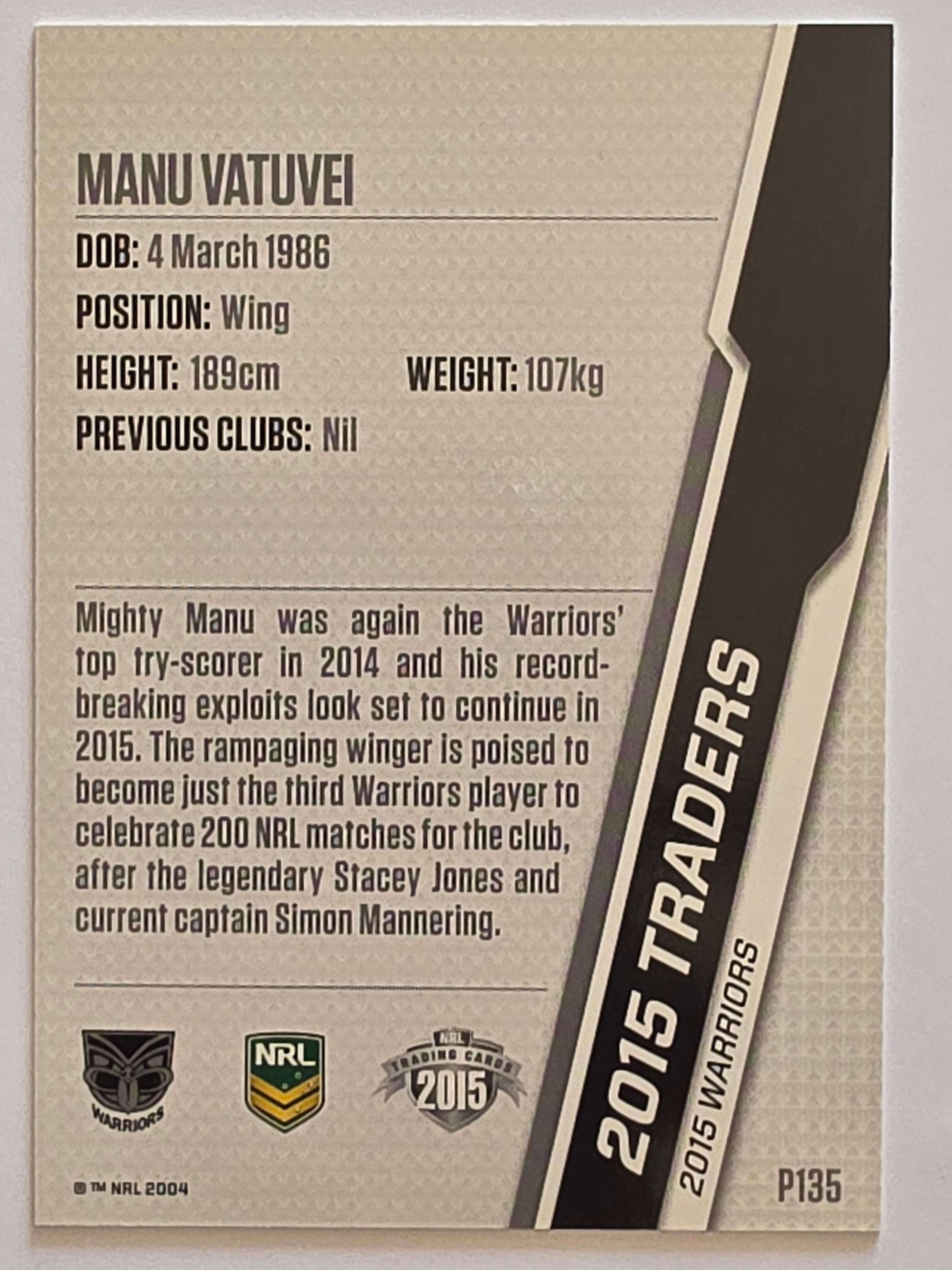 NRL 2015 Traders | Silver Parallel #P135 Manu Vatuvei New Zealand Warriors