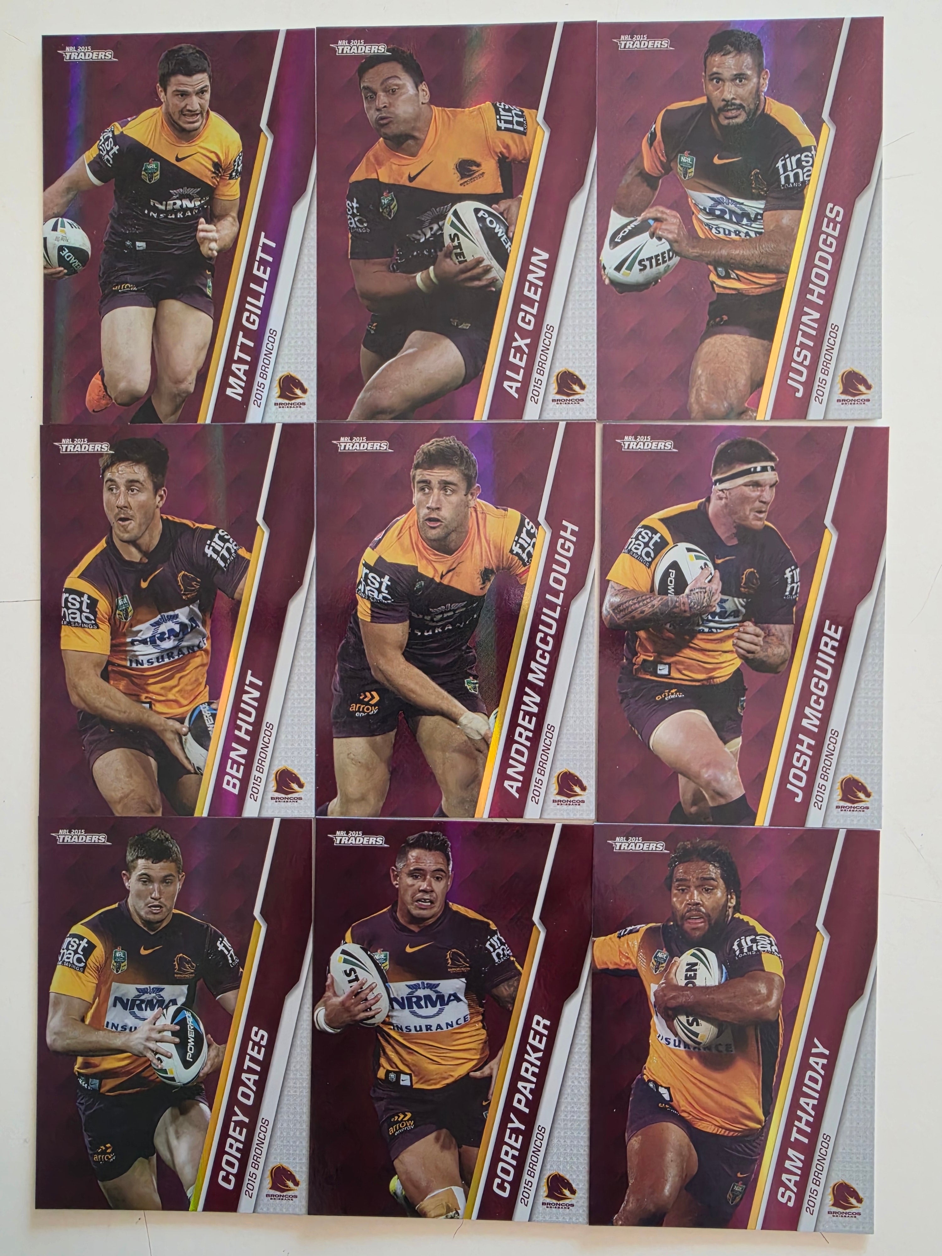 NRL 2015 Traders | Brisbane Broncos Silver Parallel Team Set
