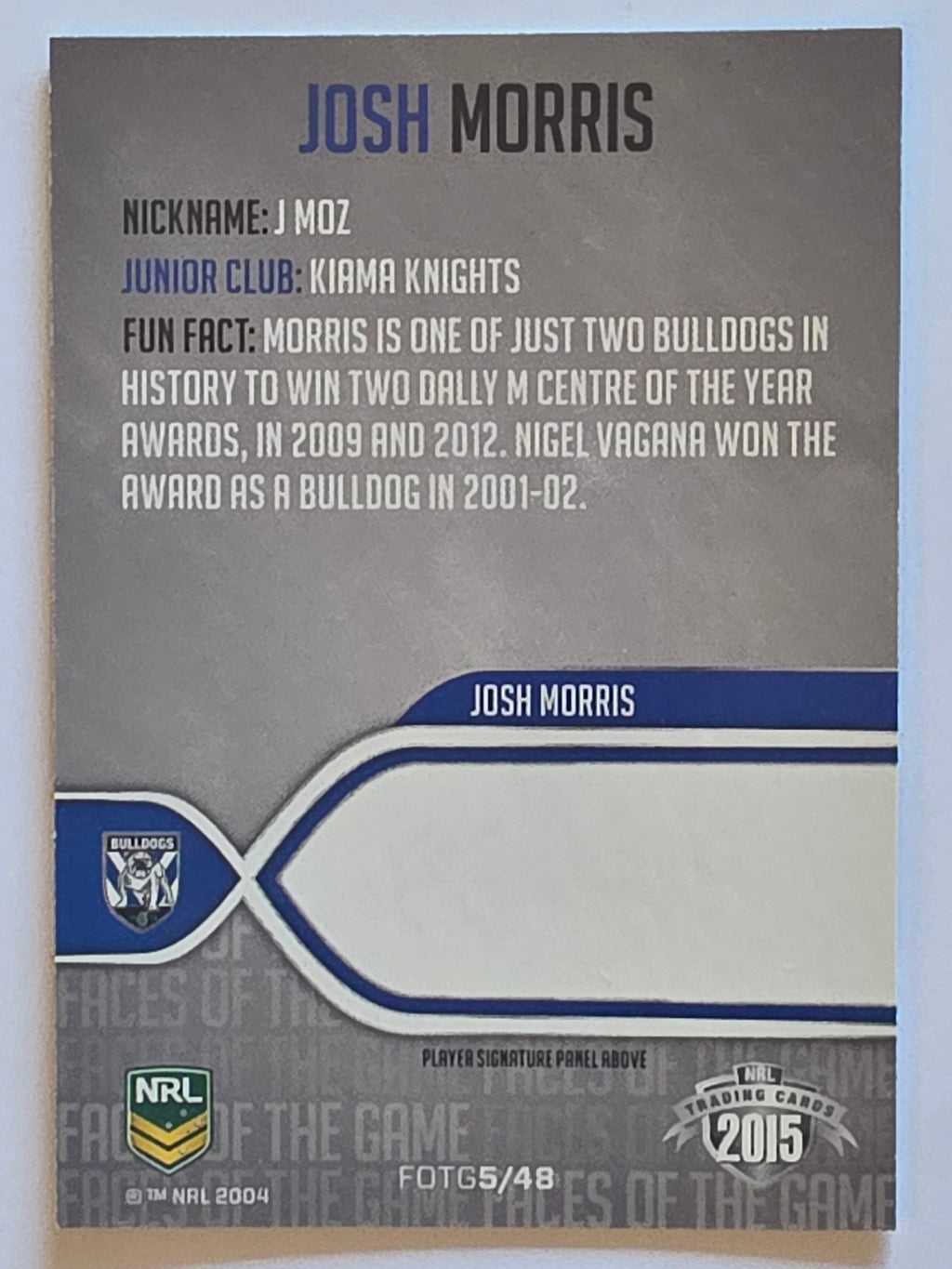 NRL 2015 Traders | Faces of the Game #FOTG5 | Josh Morris | Canterbury Bankstown Bulldogs