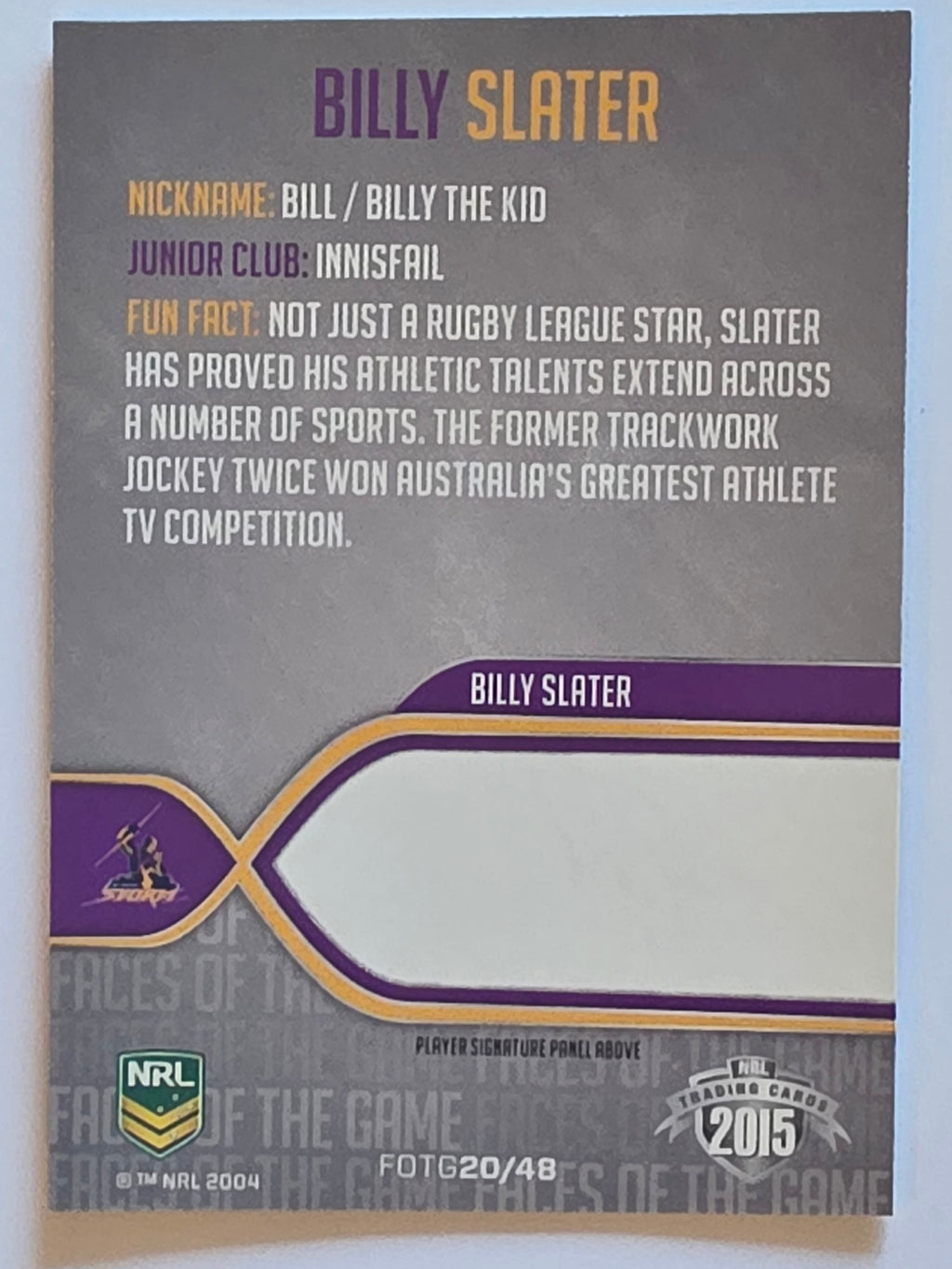 NRL 2015 Traders | Faces of the Game #FOTG20 | Billy Slater | Melbourne Storm