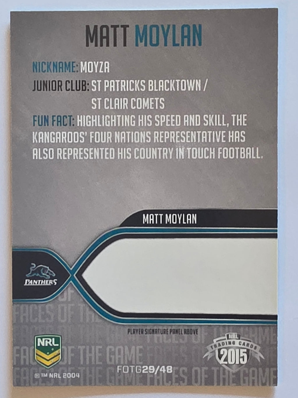 NRL 2015 Traders | Faces of the Game #FOTG29 | Matt Moylan | Penrith Panthers