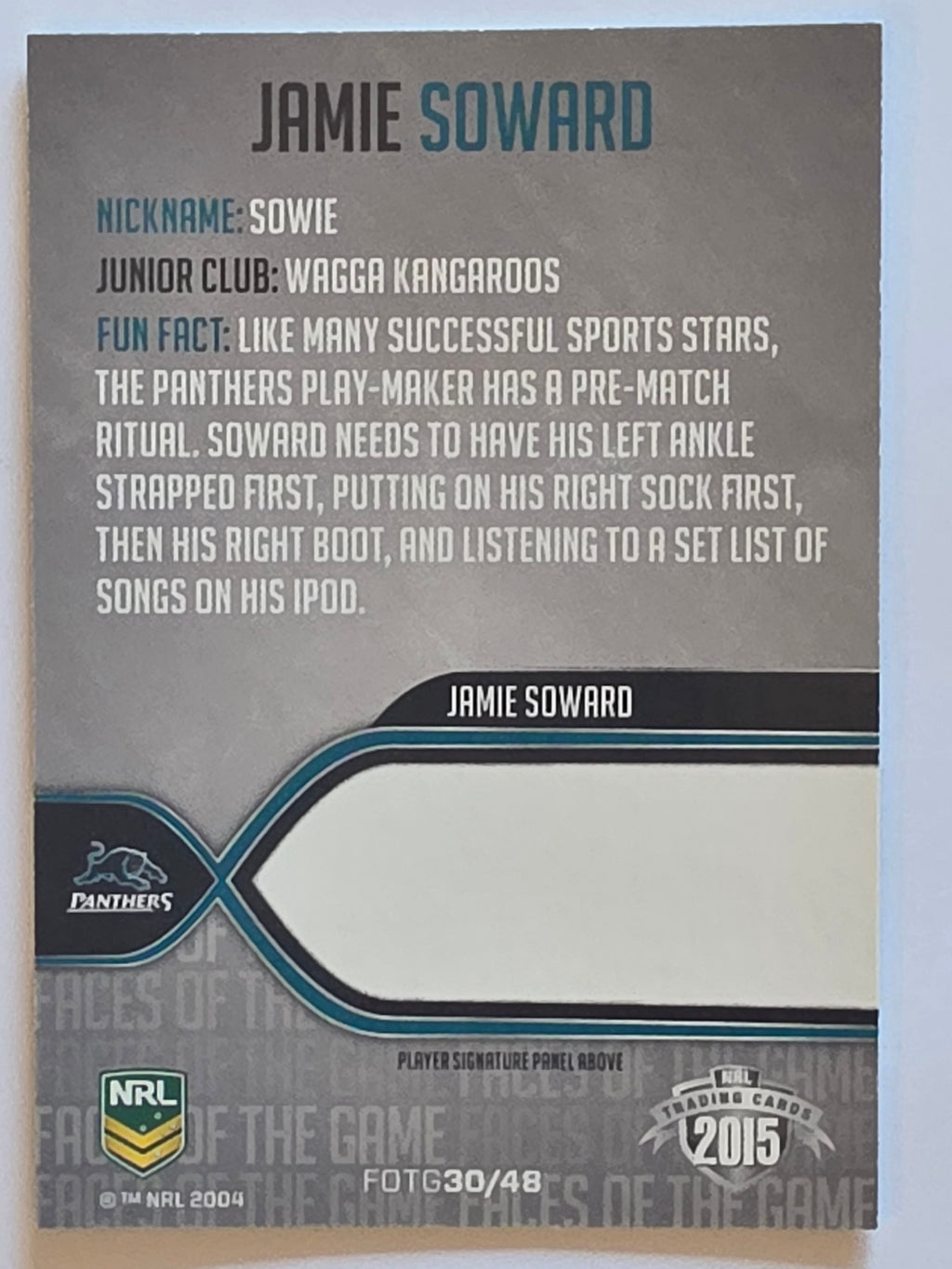 NRL 2015 Traders | Faces of the Game #FOTG30 | Jamie Soward | Penrith Panthers