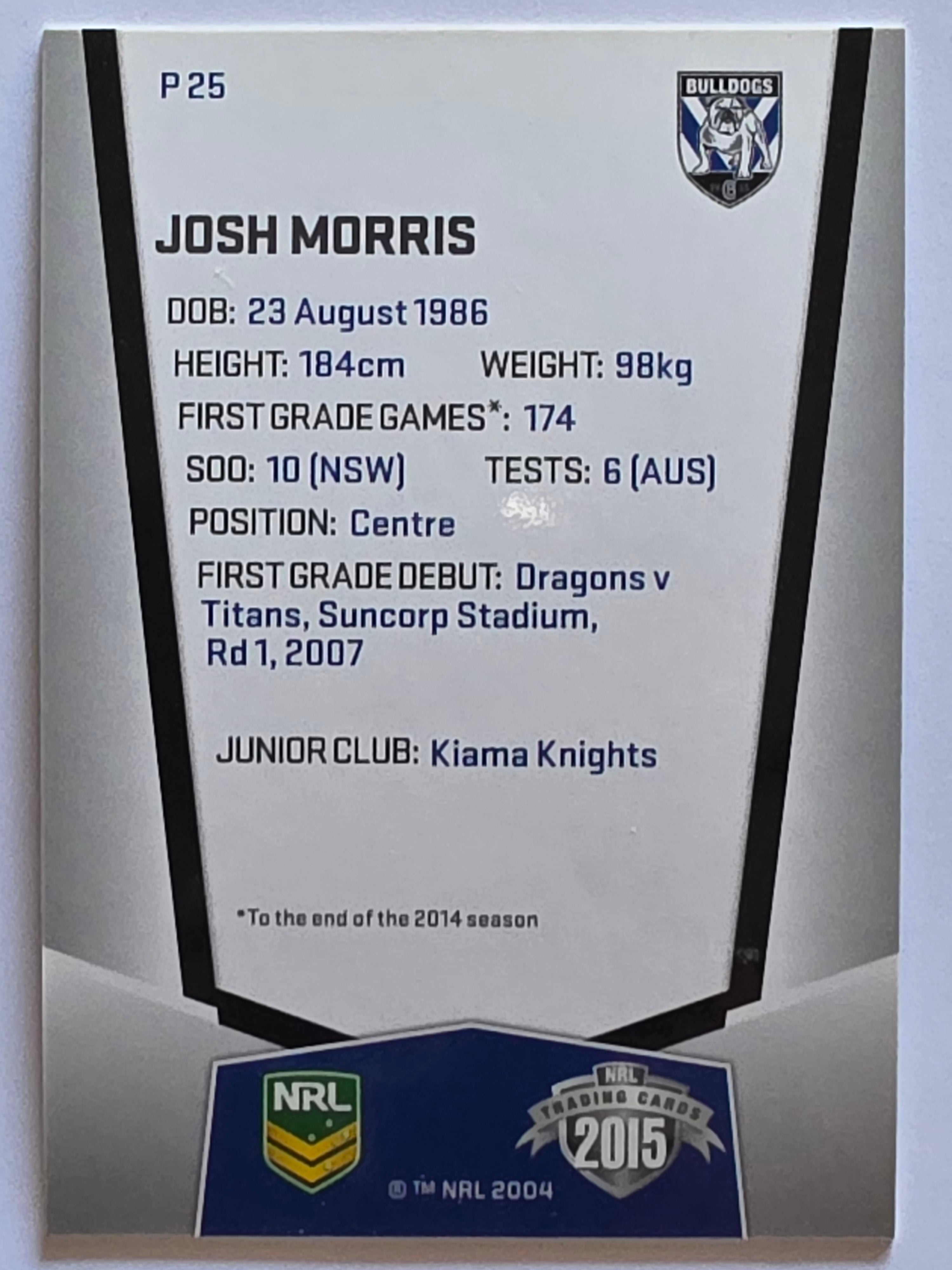 NRL 2015 Elite | Silver Parallel #P25 | Josh Morris | Canterbury-Bankstown Bulldogs
