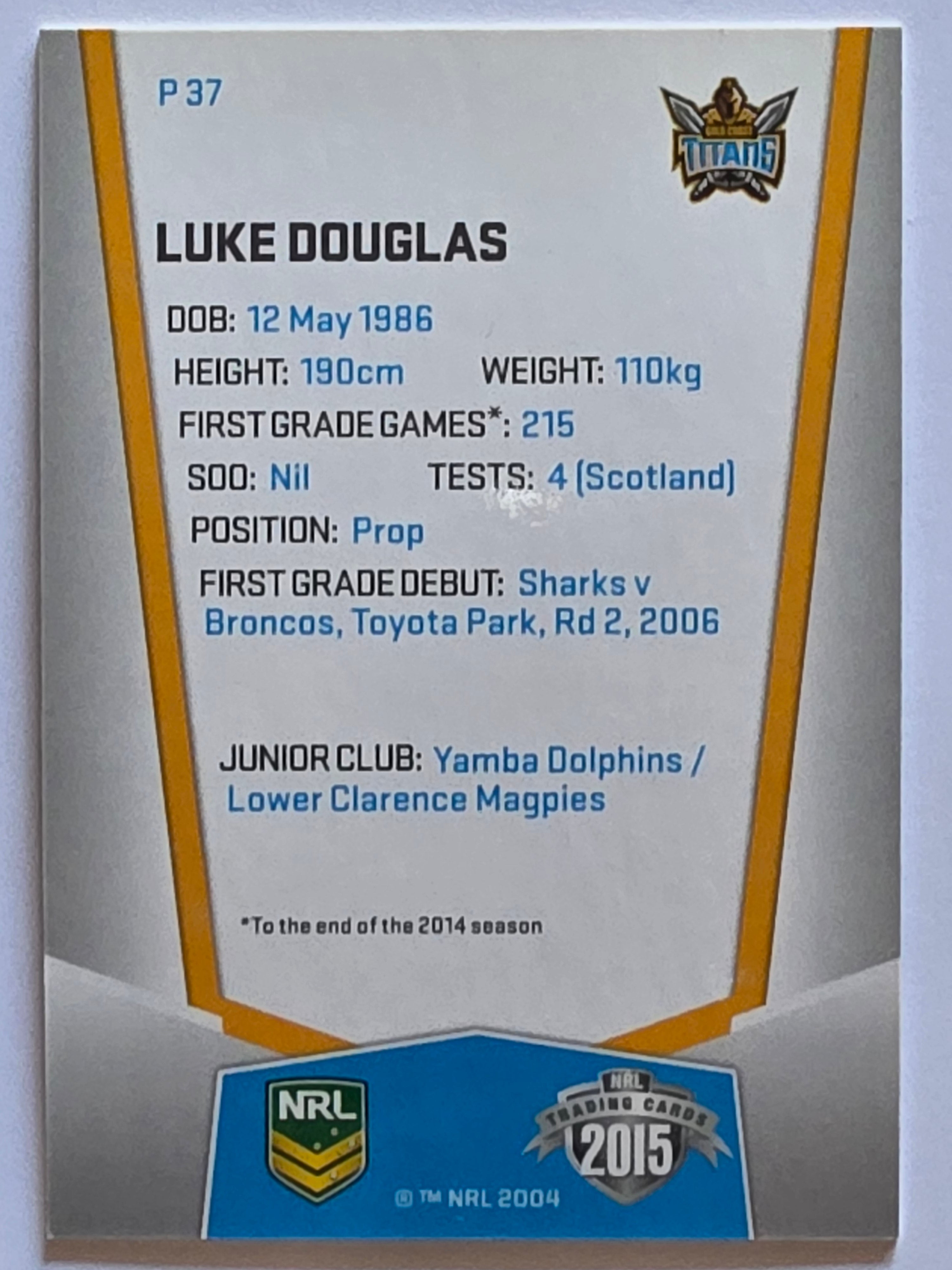NRL 2015 Elite | Silver Parallel #P37 | Luke Douglas | Gold Coast Titans