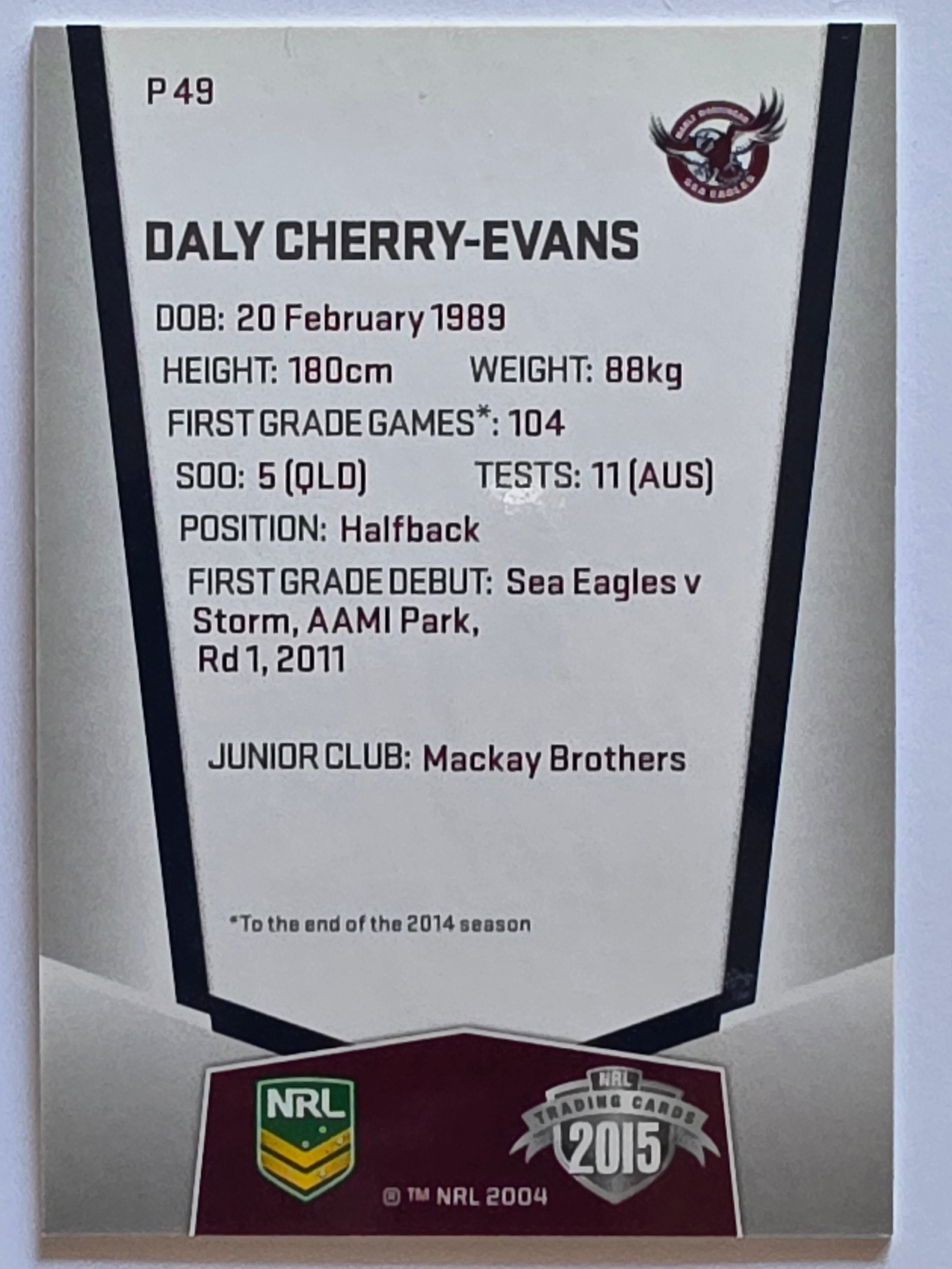 NRL 2015 Elite | Silver Parallel #P49 | Daly Cherry-Evans | Manly Warringah Sea Eagles