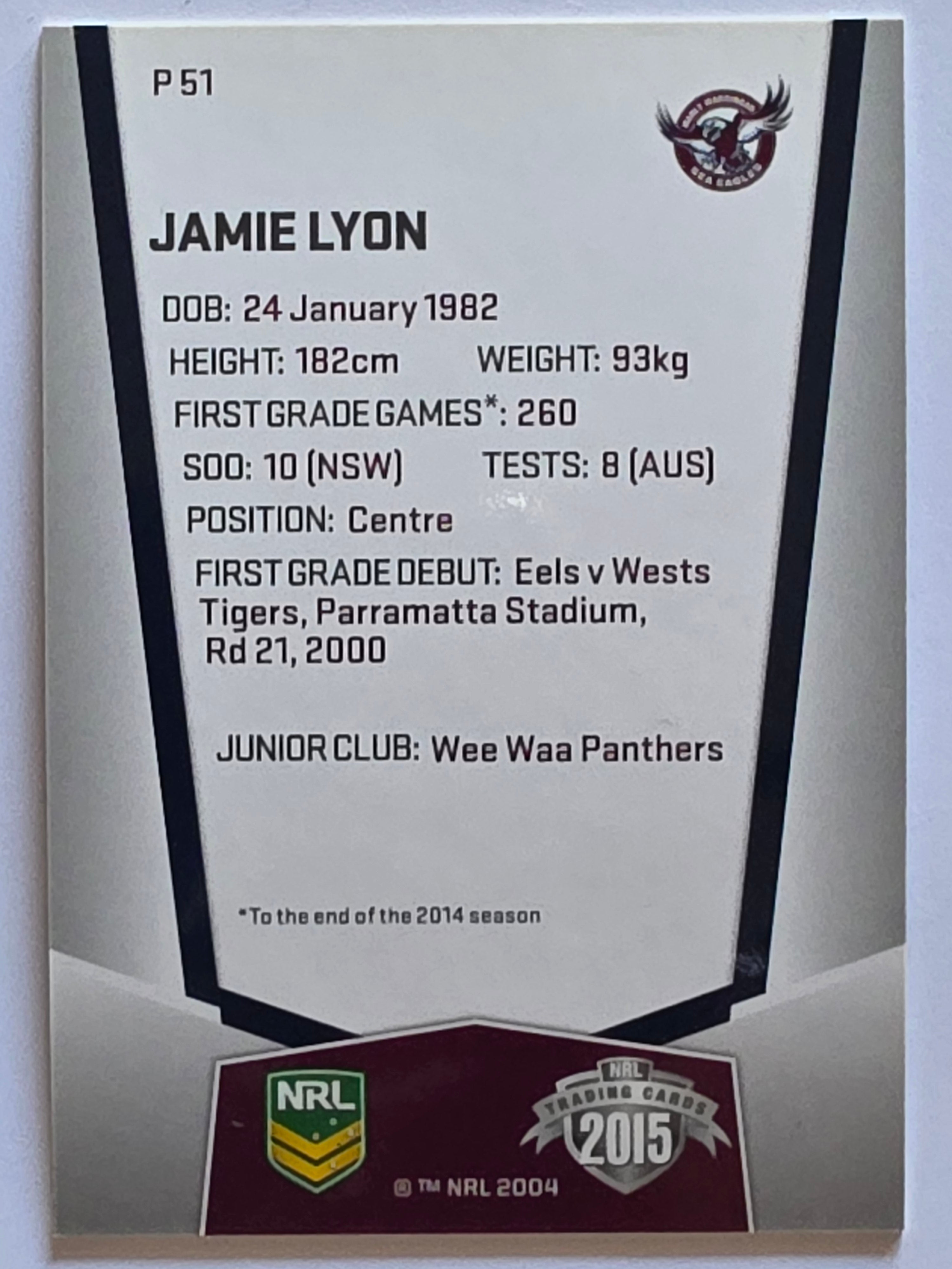 NRL 2015 Elite | Silver Parallel #P51 | Jamie Lyon | Manly Warringah Sea Eagles