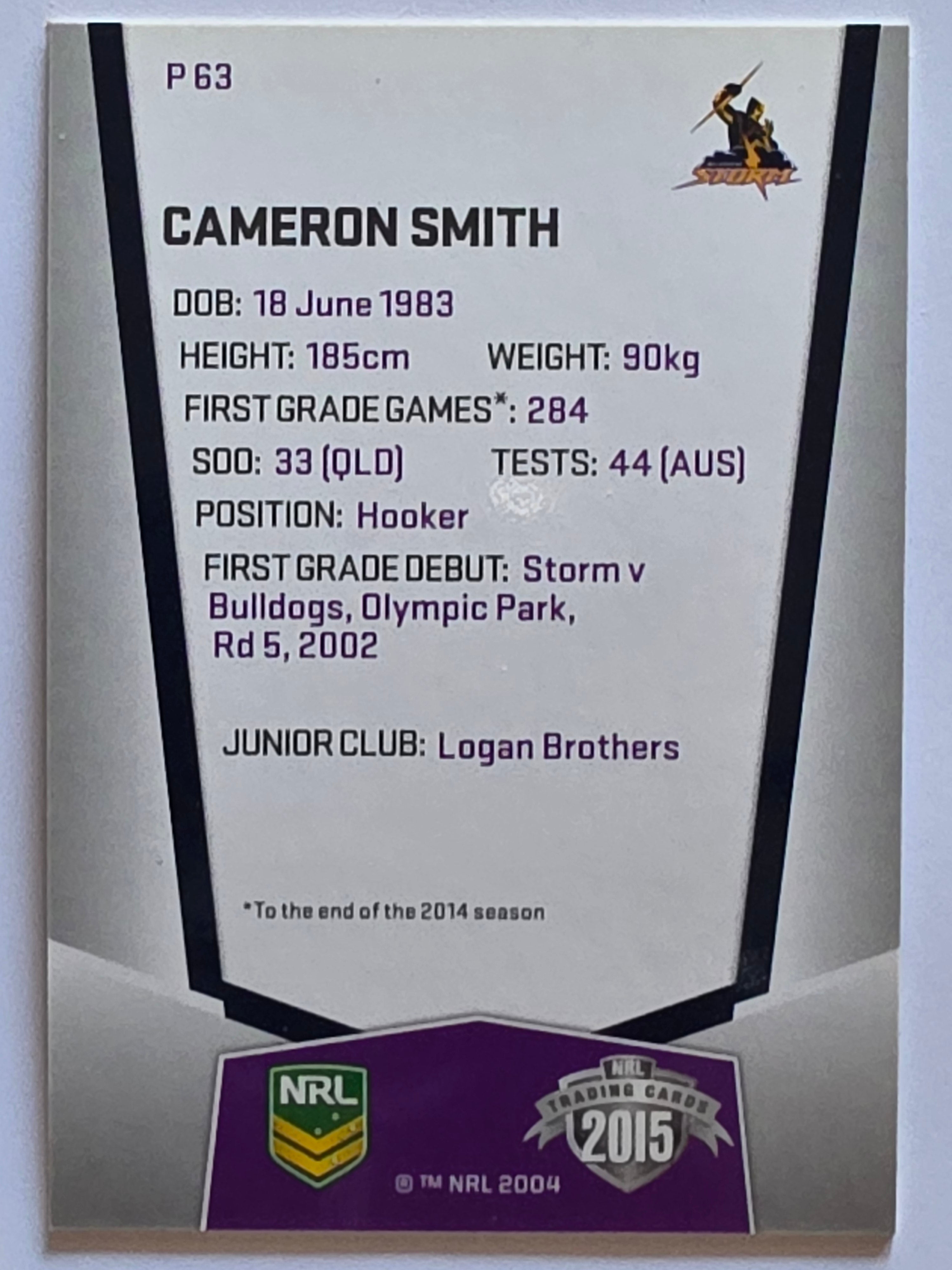 NRL 2015 Elite | Silver Parallel #P63 | Cameron Smith | Melbourne Storm