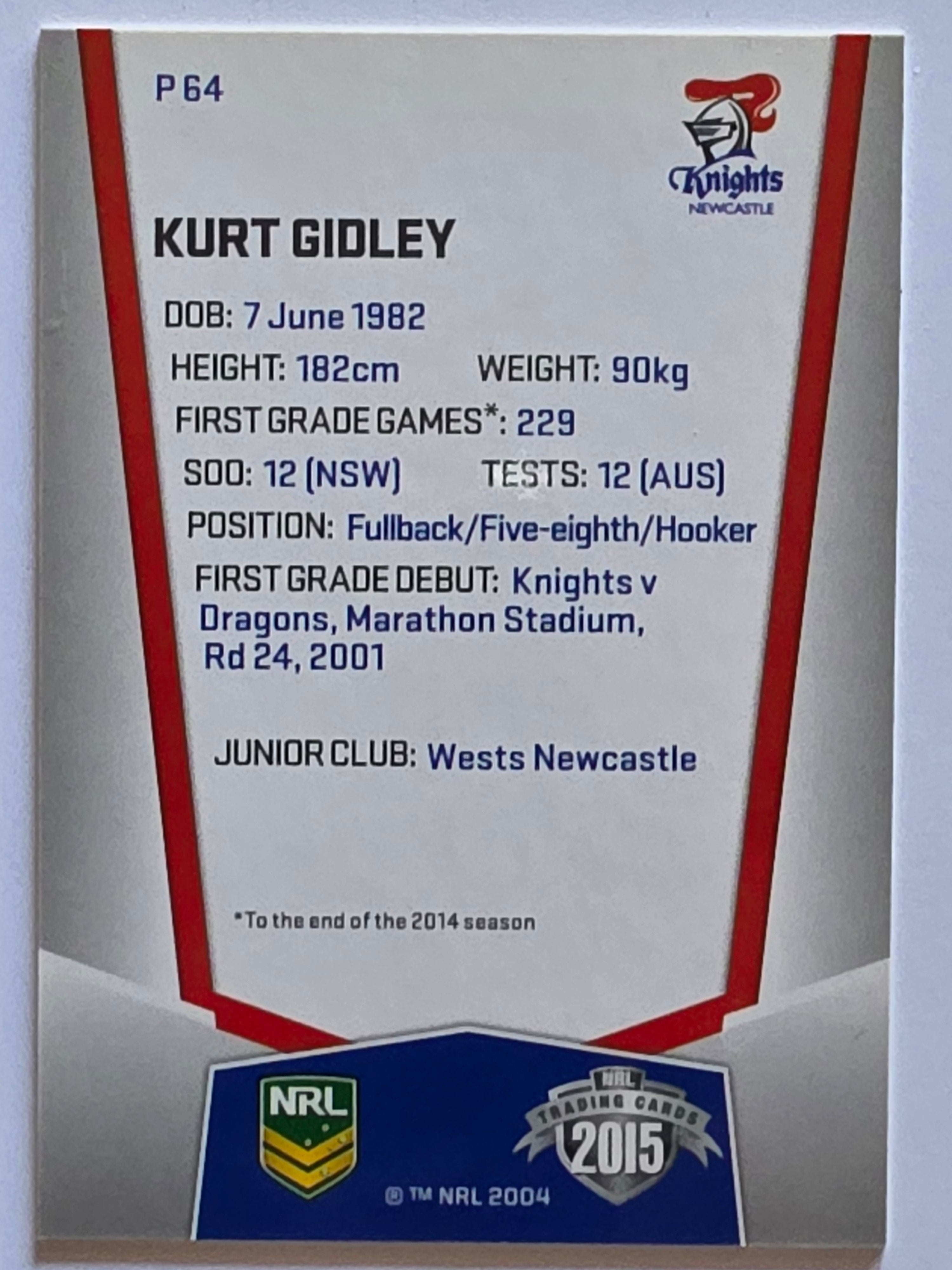 NRL 2015 Elite | Silver Parallel #P64 | Kurt Gidley | Newcastle Knights