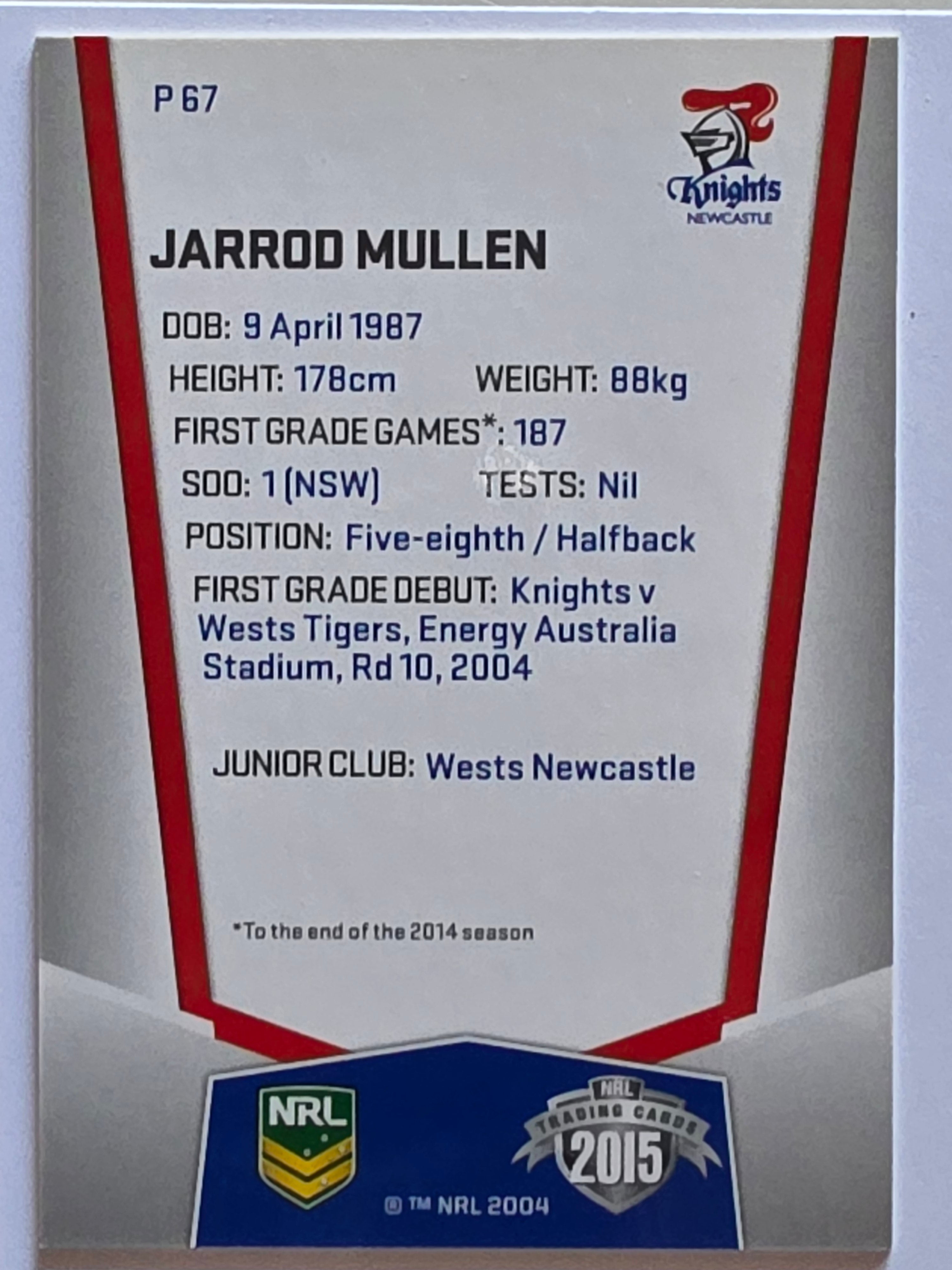 NRL 2015 Elite | Silver Parallel #P67 | Jarrod Mullen | Newcastle Knights