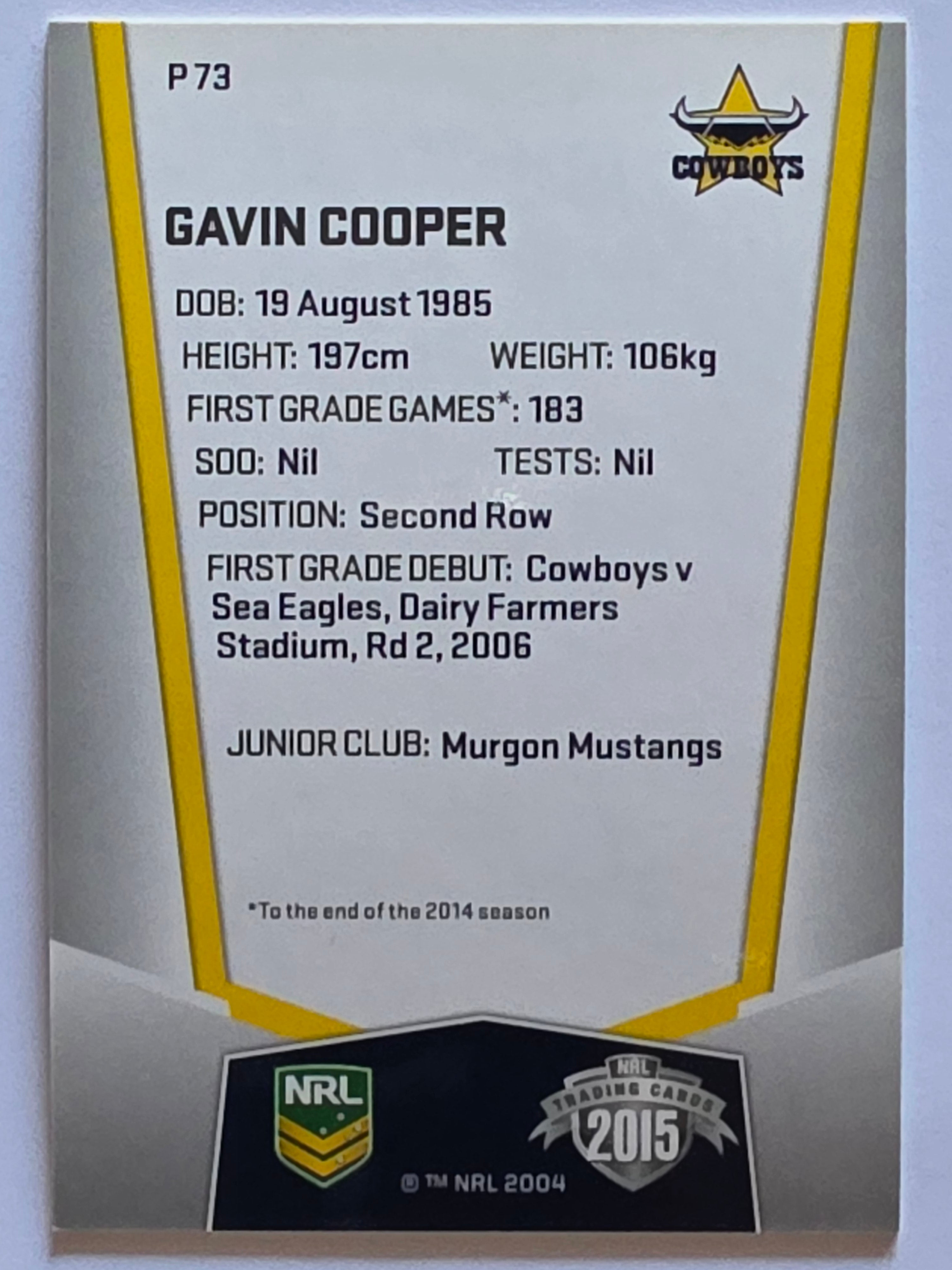 NRL 2015 Elite | Silver Parallel #P73 | Gavin Cooper | North Queensland Cowboys