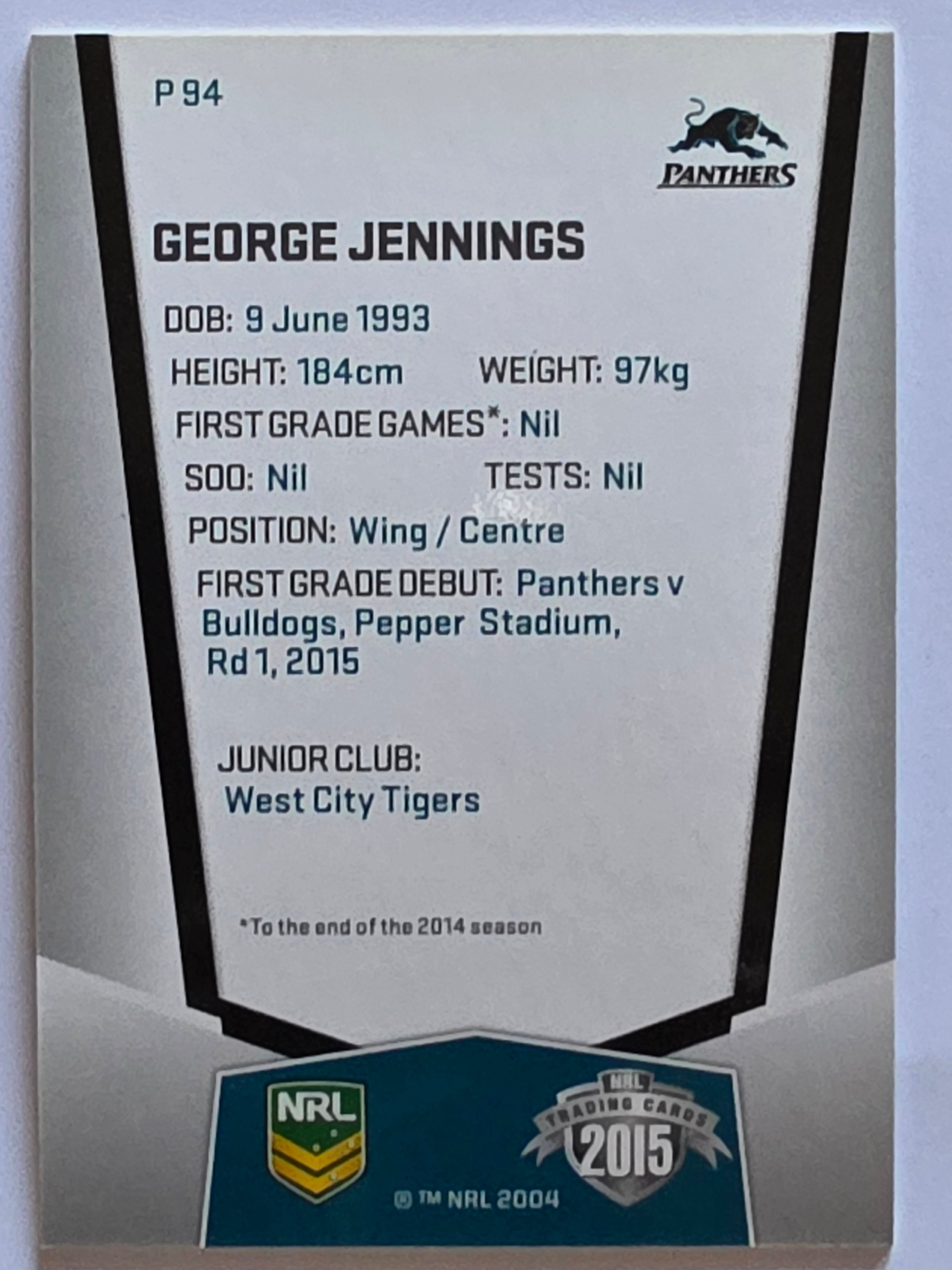 NRL 2015 Elite | Silver Parallel #P94 | George Jennings | Penrith Panthers