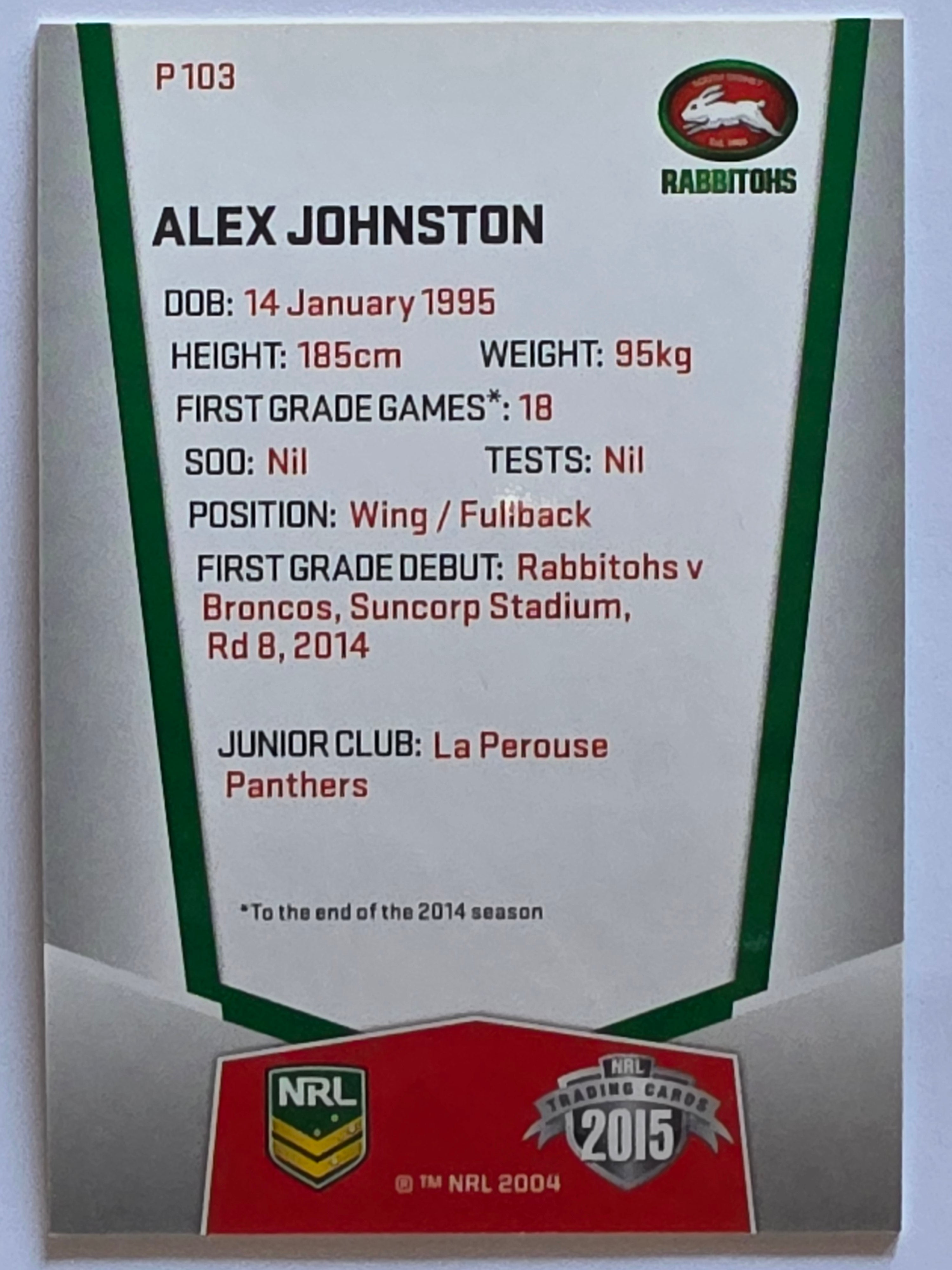 NRL 2015 Elite | Silver Parallel #P103 | Alex Johnston | South Sydney Rabbitohs