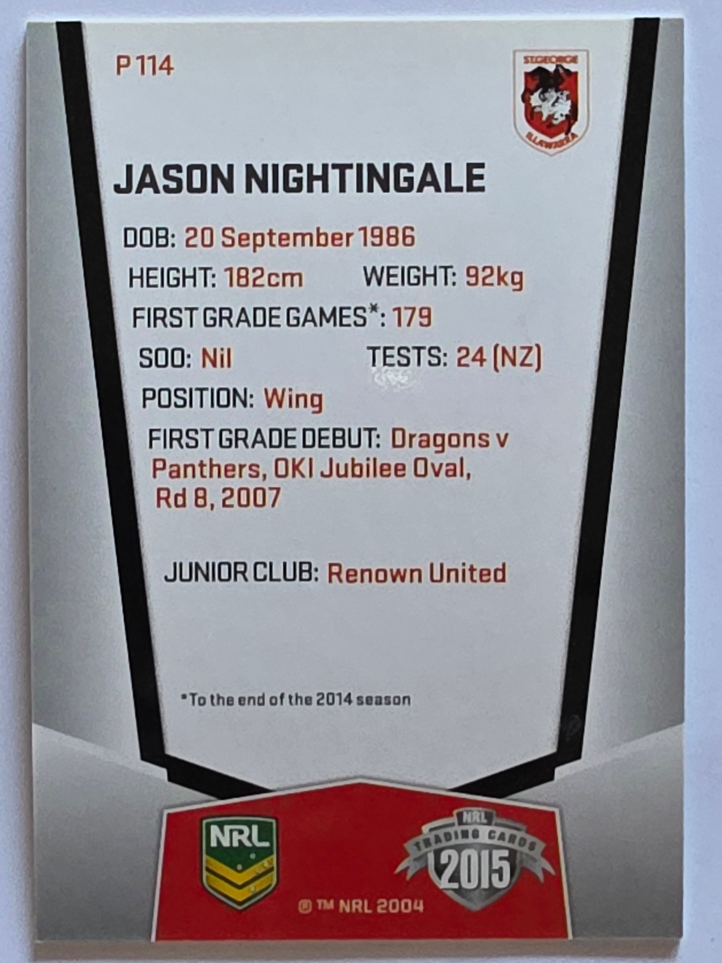 NRL 2015 Elite | Silver Parallel #P114 | Jason Nightingale | St George Illawarra Dragons