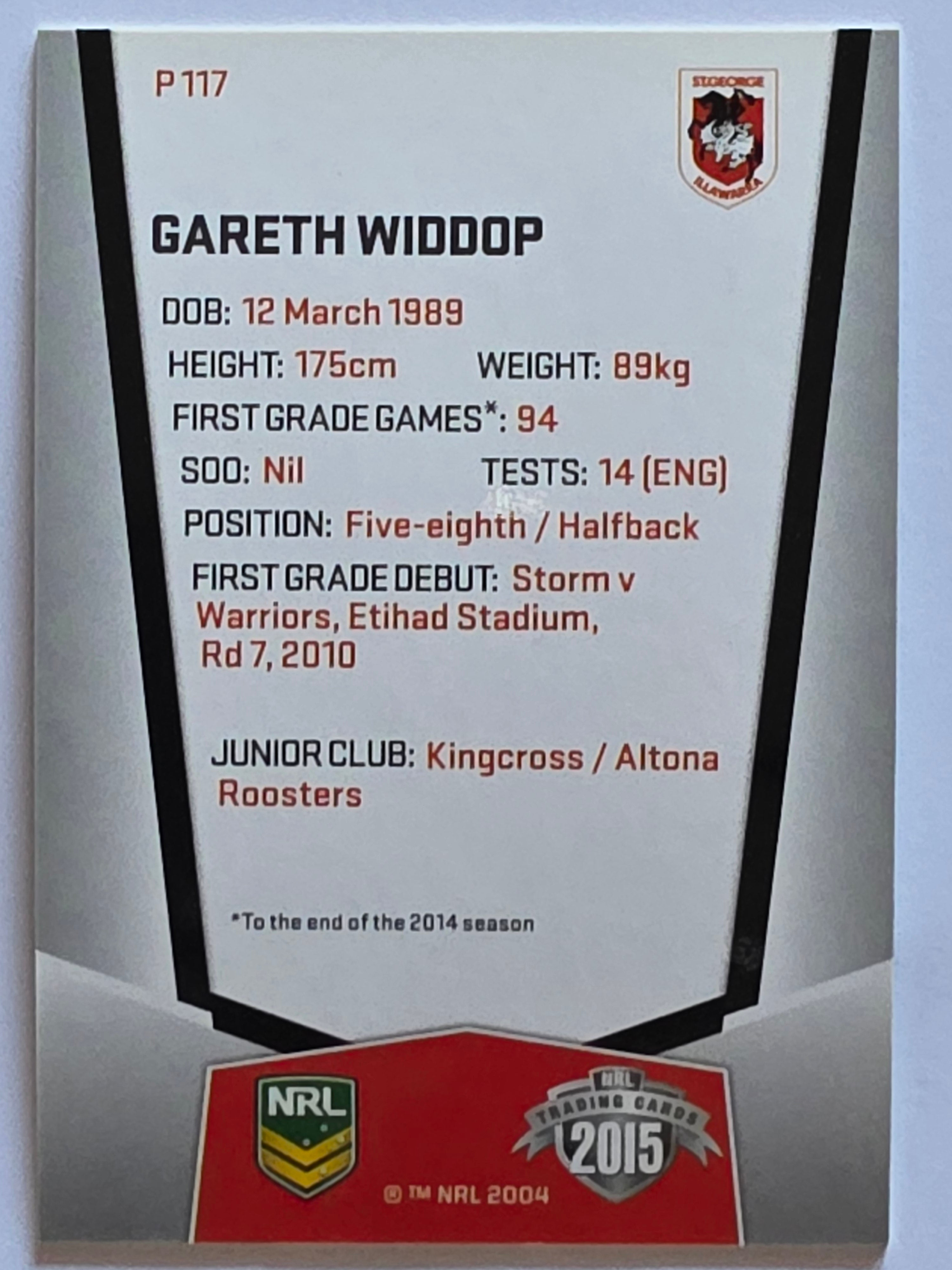 NRL 2015 Elite | Silver Parallel #P117 | Gareth Widdop | St George Illawarra Dragons