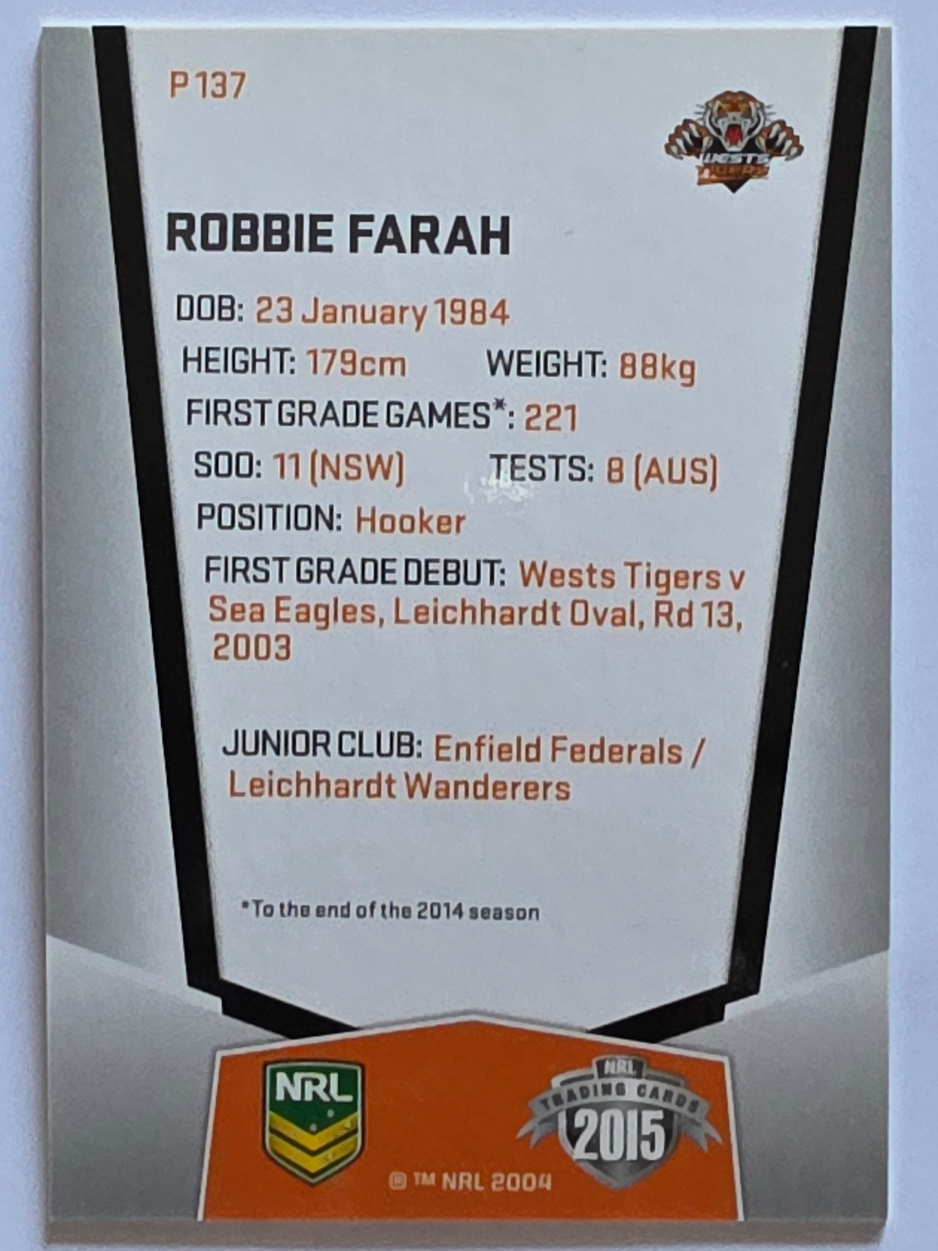 NRL 2015 Elite | Silver Parallel #P137 | Robbie Farah | Wests Tigers