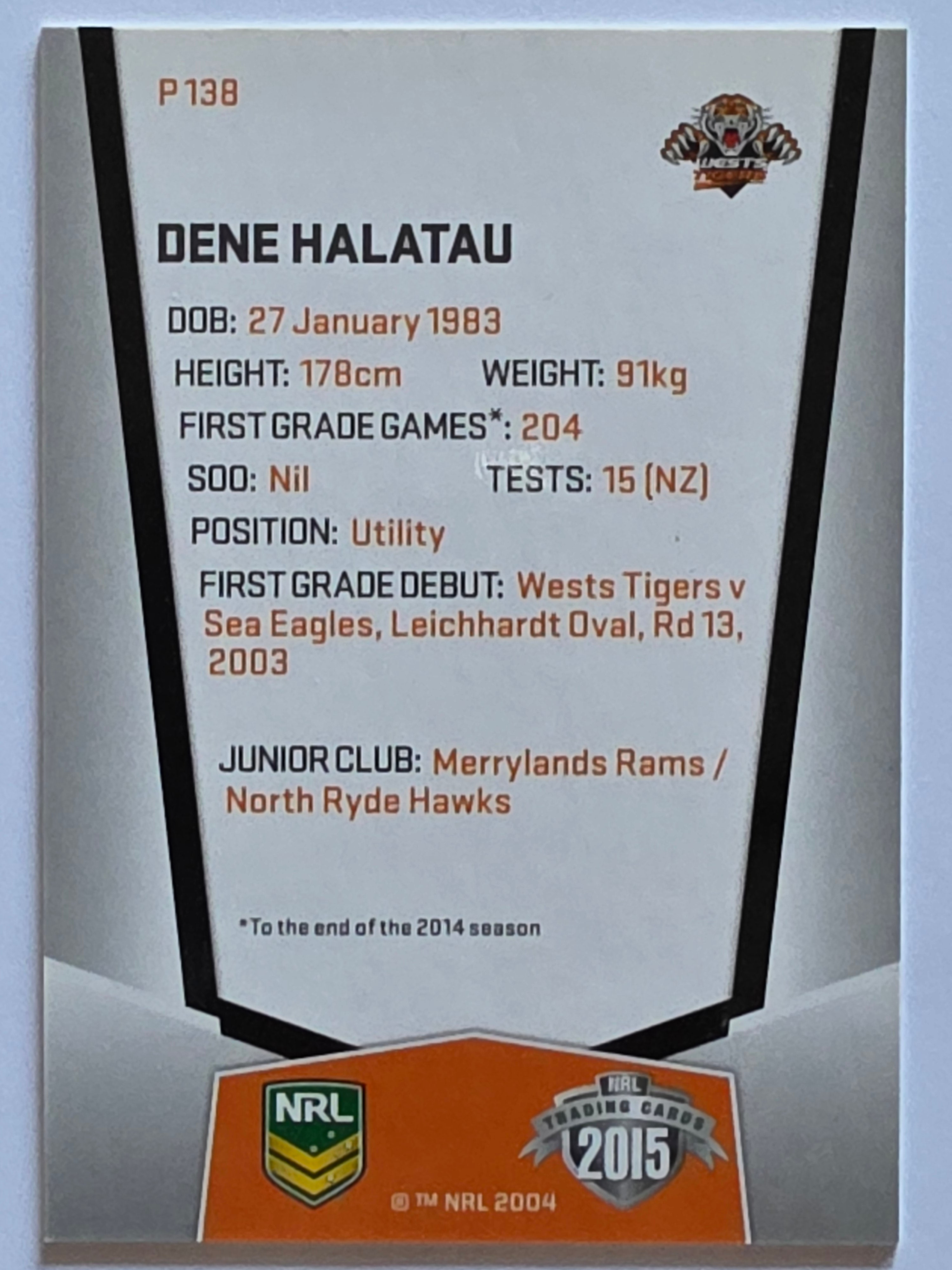 NRL 2015 Elite | Silver Parallel #P138 | Dene Halatau | Wests Tigers