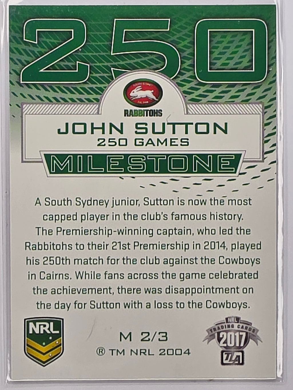 NRL 2017 Traders | Milestones | #M2 | John Sutton | South Sydney Rabbitohs