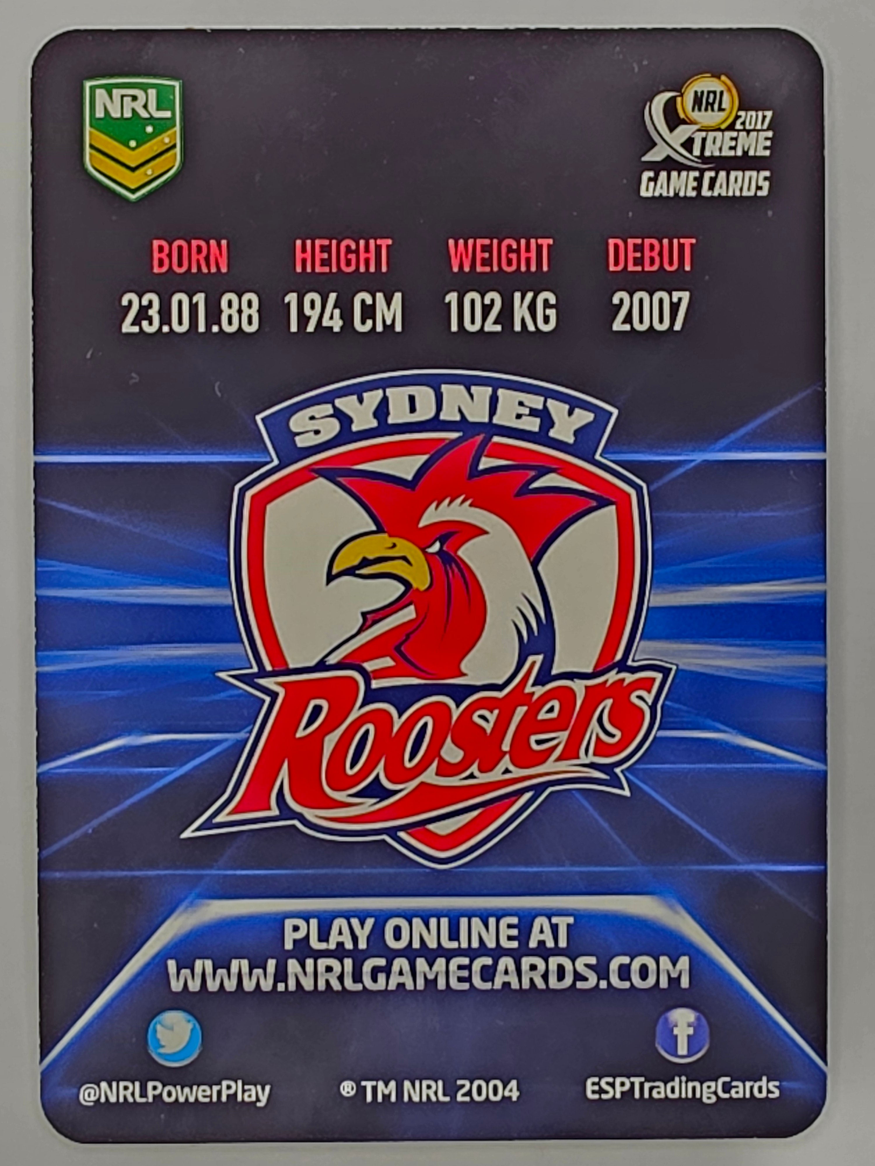 NRL 2017 Extreme | Parallel #P135 Shaun Kenny Dowall | Sydney Roosters